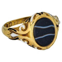 Early Victorian Striped Agate Signet Ring