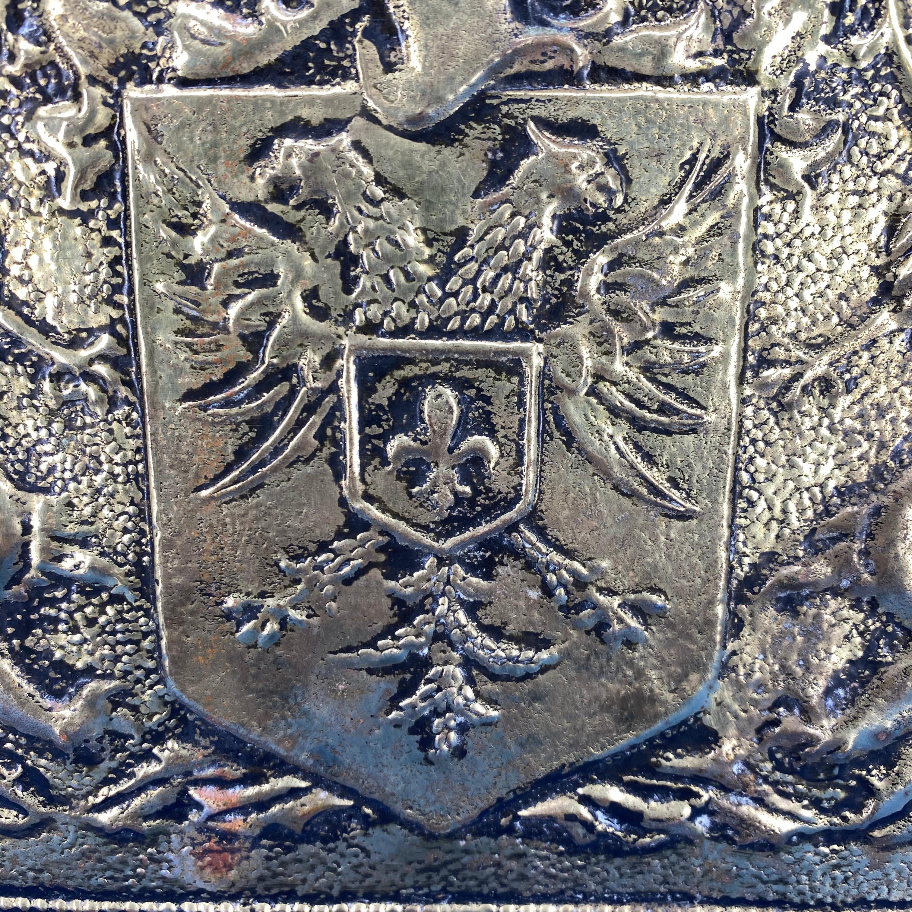 Early Victorian Style Brass Magazine Rack With Code Of Arms, Griffins And Eagles 4