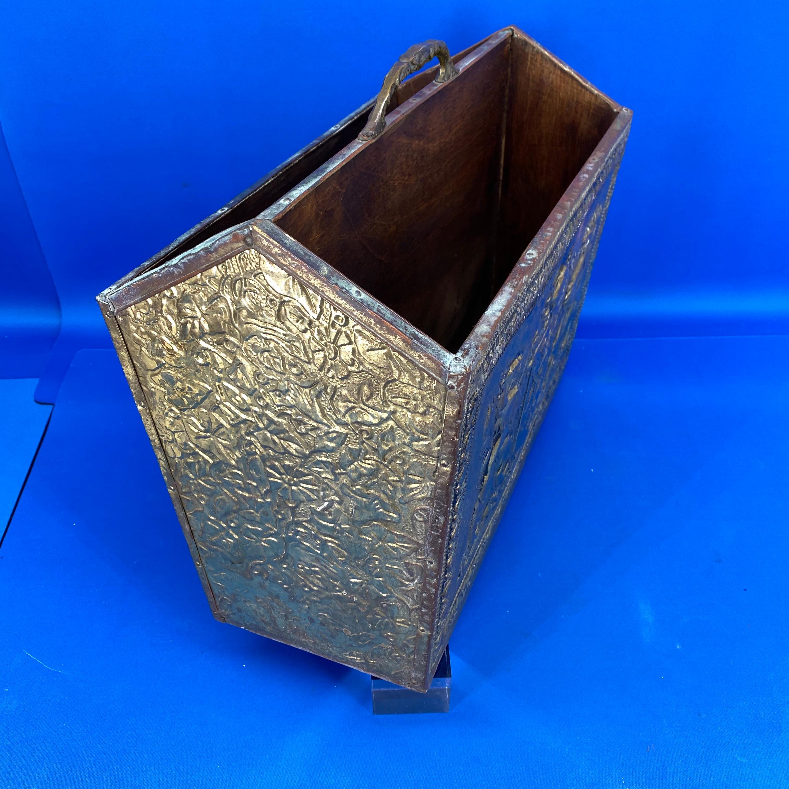 Early Victorian Style Brass Magazine Rack With Code Of Arms, Griffins And Eagles 7