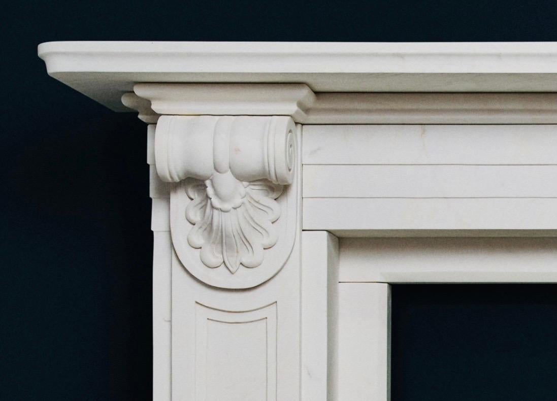 Mid-20th Century Early Victorian Style Statuary Marble Corbel Fireplace Surround