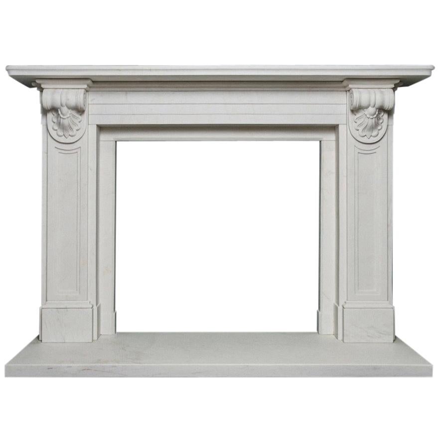 Early Victorian Style Statuary Marble Corbel Fireplace Surround