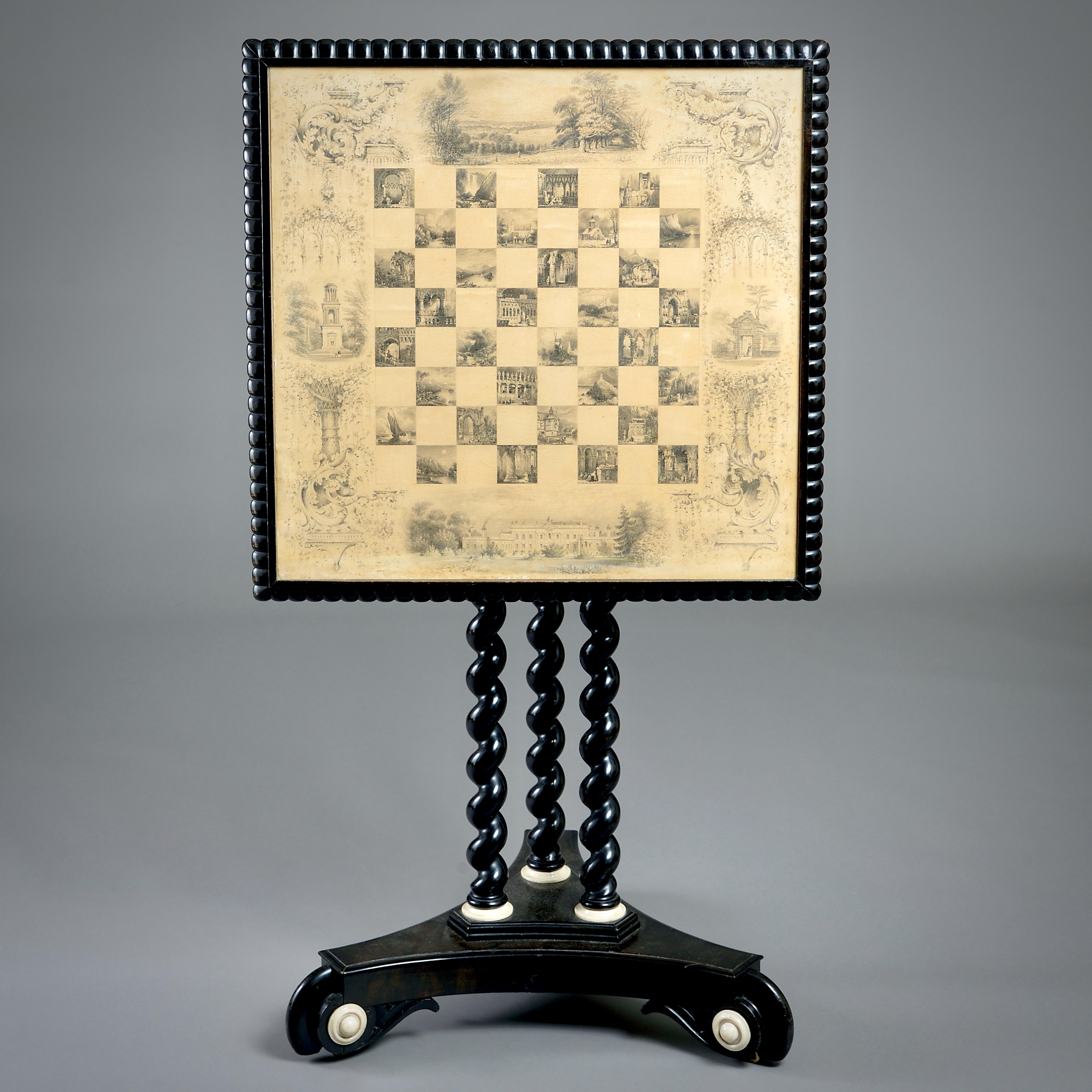 Early Victorian Table Decorated with Vignettes of Wentworth Woodhouse In Good Condition For Sale In London, GB