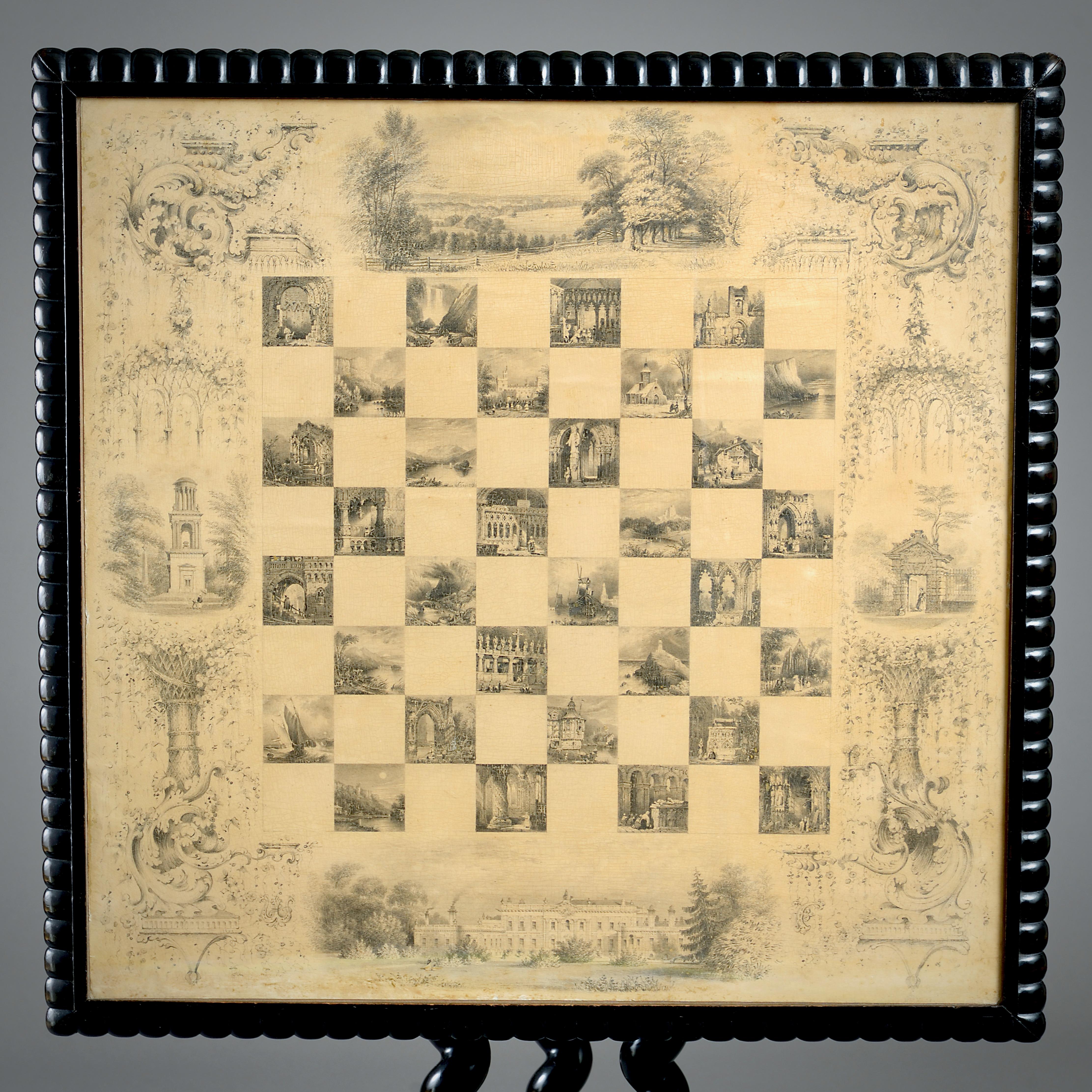 19th Century Early Victorian Table Decorated with Vignettes of Wentworth Woodhouse For Sale