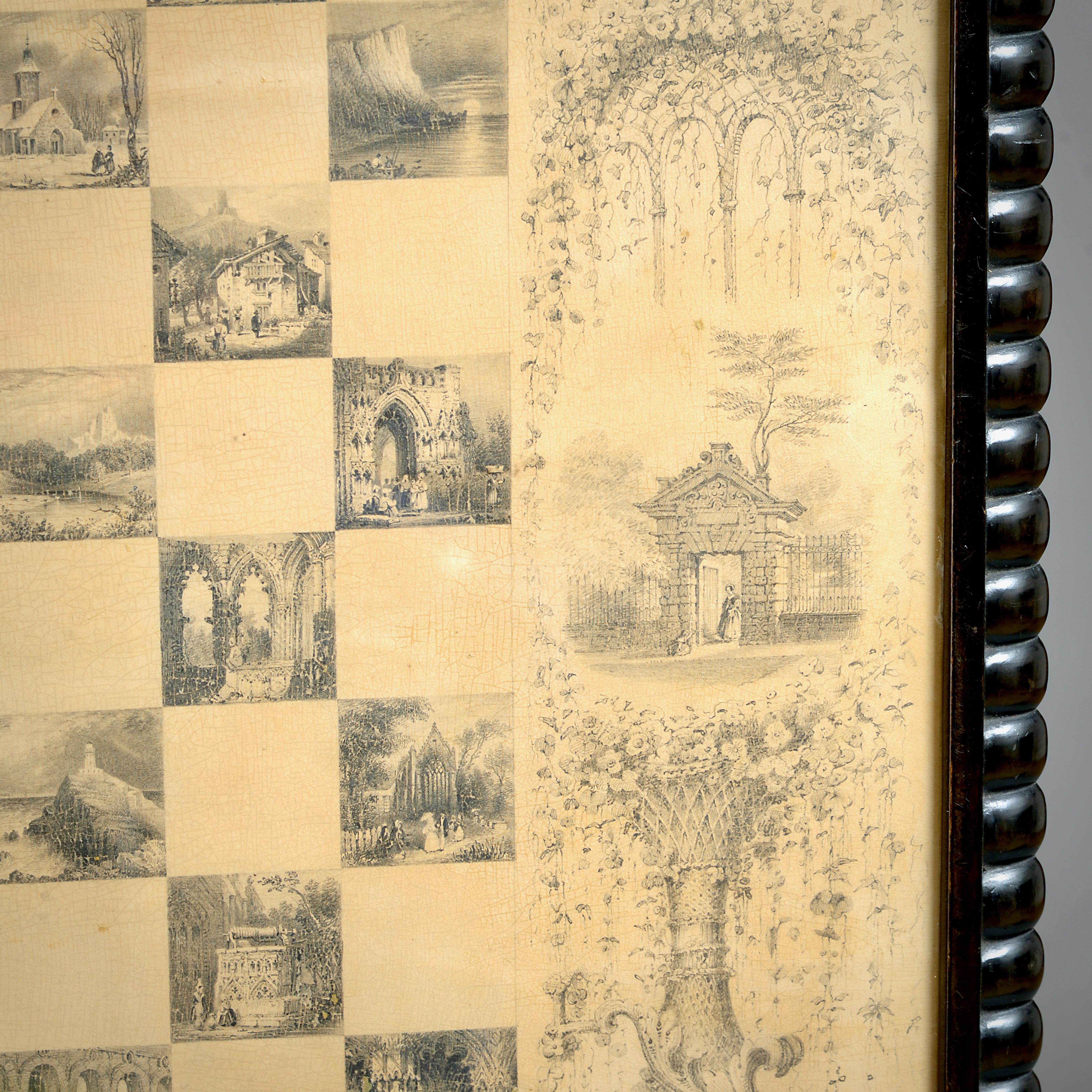 Early Victorian Table Decorated with Vignettes of Wentworth Woodhouse For Sale 2