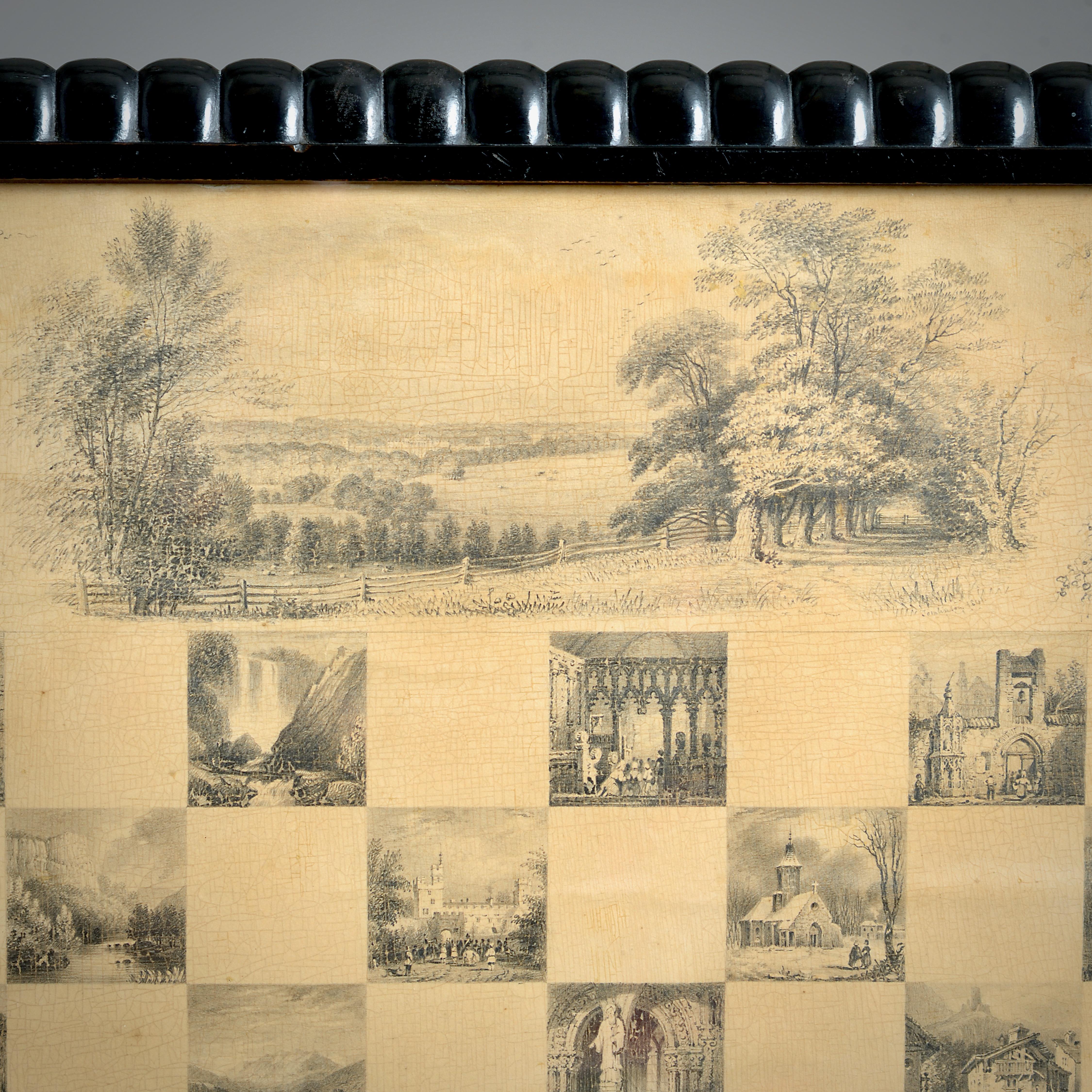 Early Victorian Table Decorated with Vignettes of Wentworth Woodhouse For Sale 3