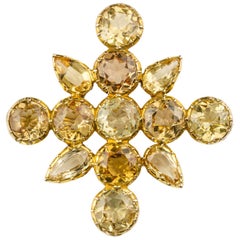 Early Victorian Topaz Set Cross Brooch