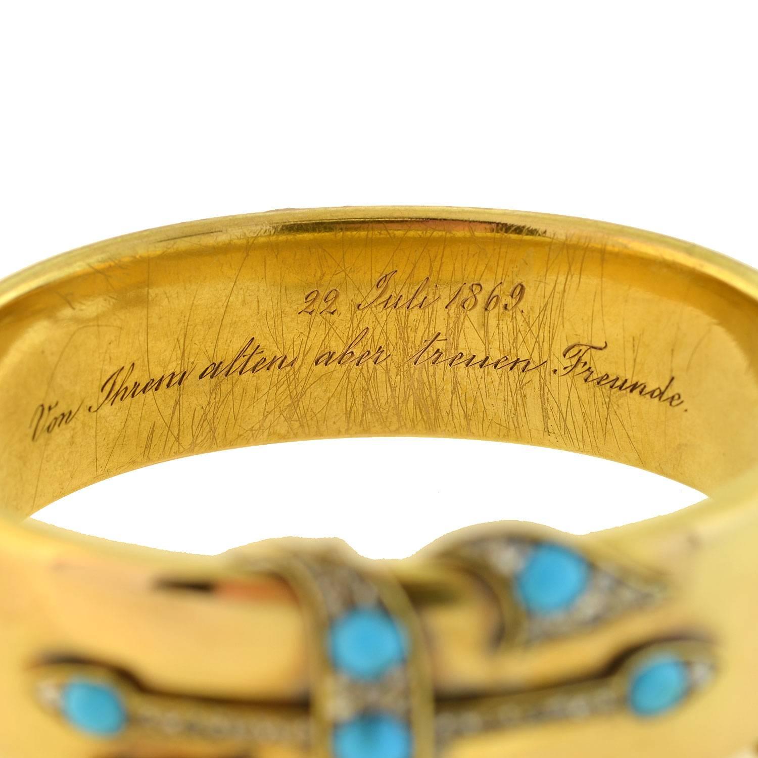 Early Victorian Turquoise Rose Cut Diamond Hinged Bangle Bracelet 2