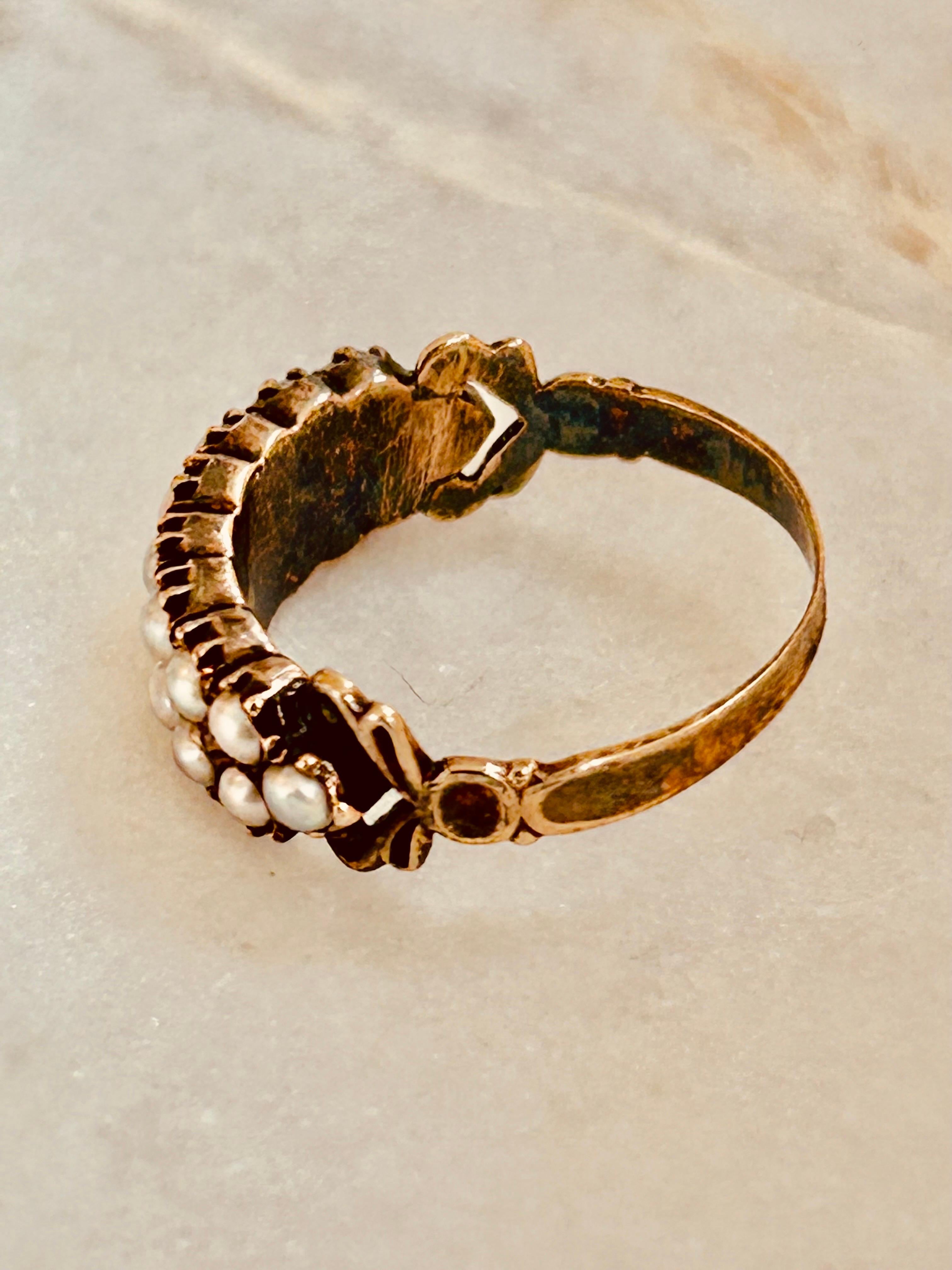Women's Georgian/Early Victorian Double-Row Pearl Ring For Sale