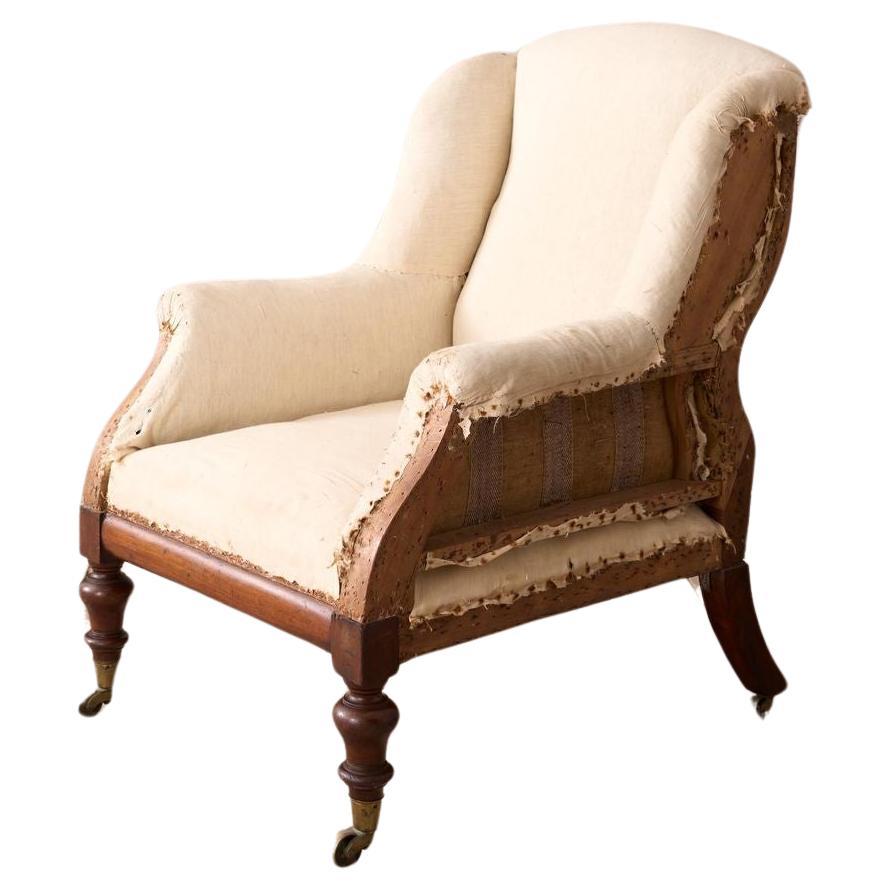 Early Victorian unusual shaped large armchair