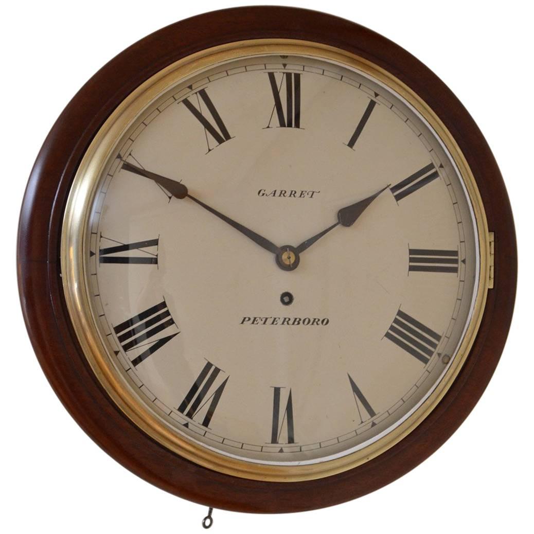 Early Victorian Wall Clock Garret, Peterboro