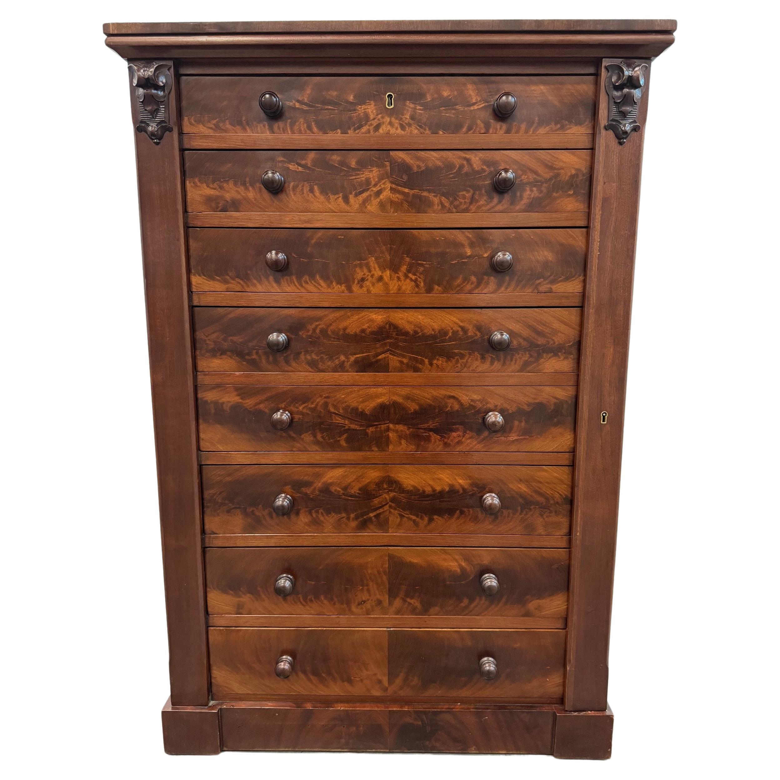 Early Victorian Wellington Chest with 8 Drawers For Sale