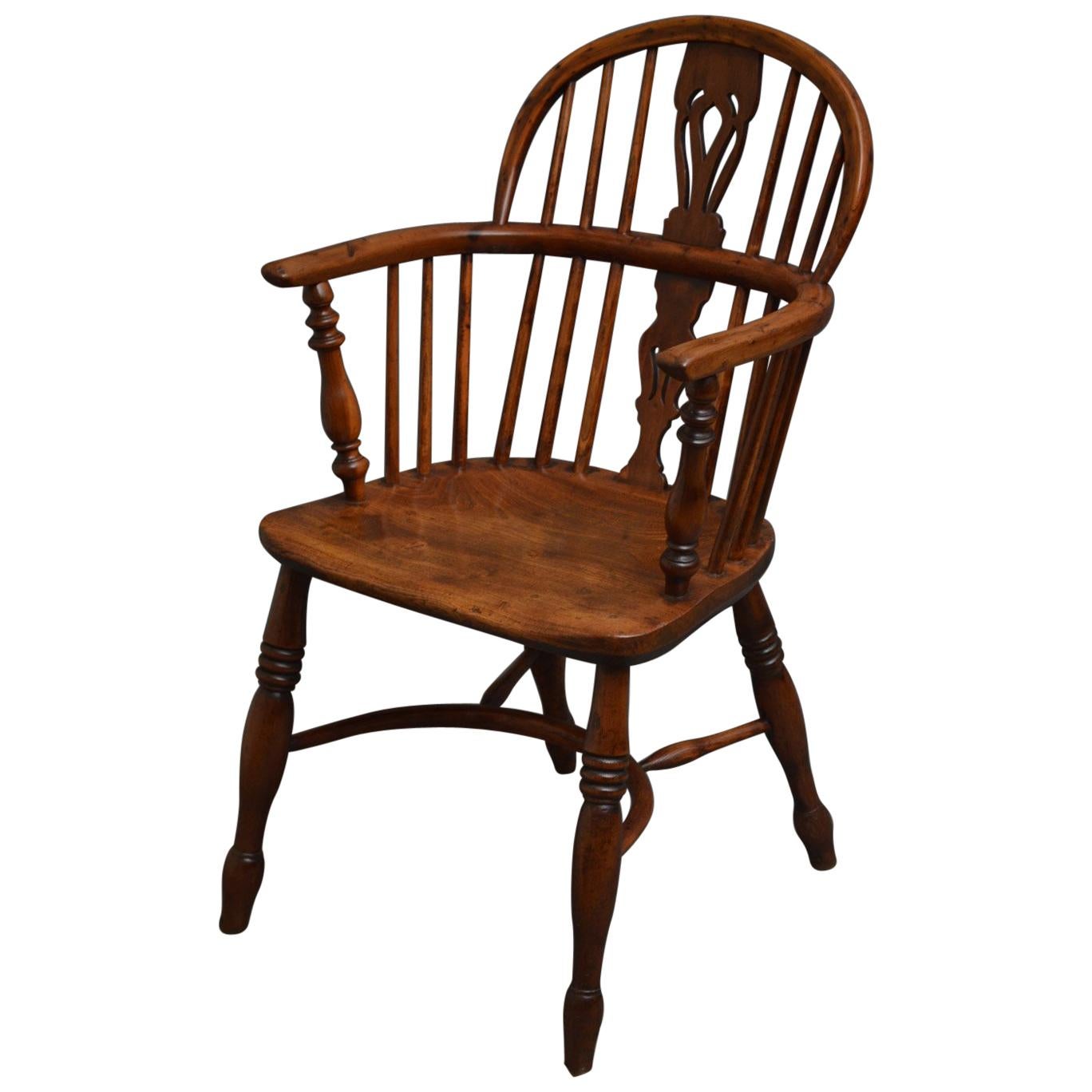 Early Victorian Yew Wood Windsor Chair