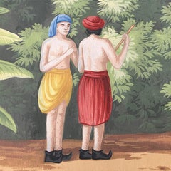 Early View of India, Panoramic Mural Hand Painted Wallpaper on Scenic Paper