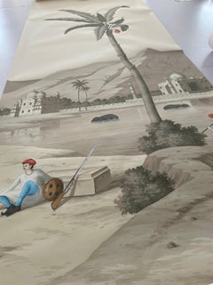 Early view of India, panoramic mural hand painted wallpapers npanel