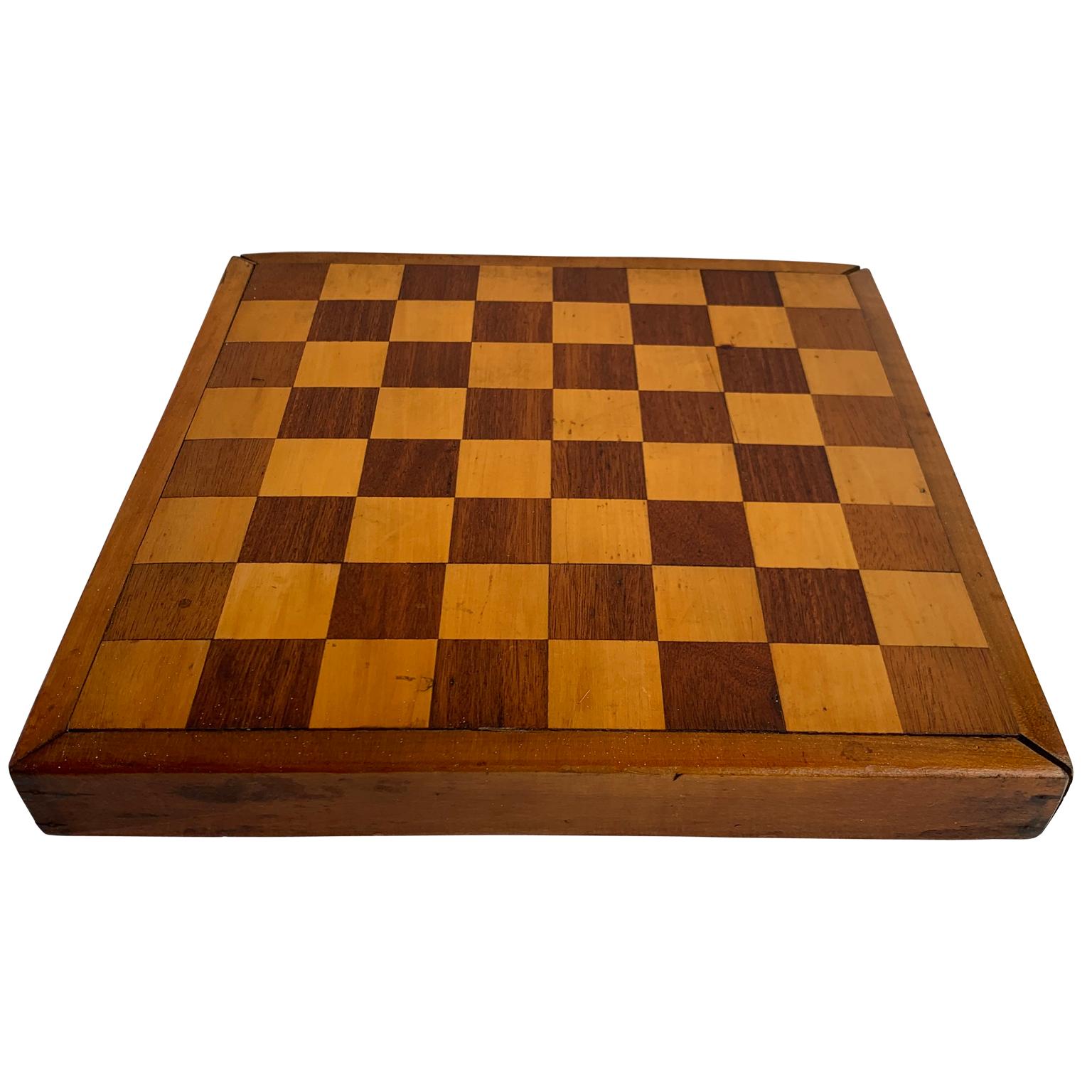 Early vintage chess board table top.