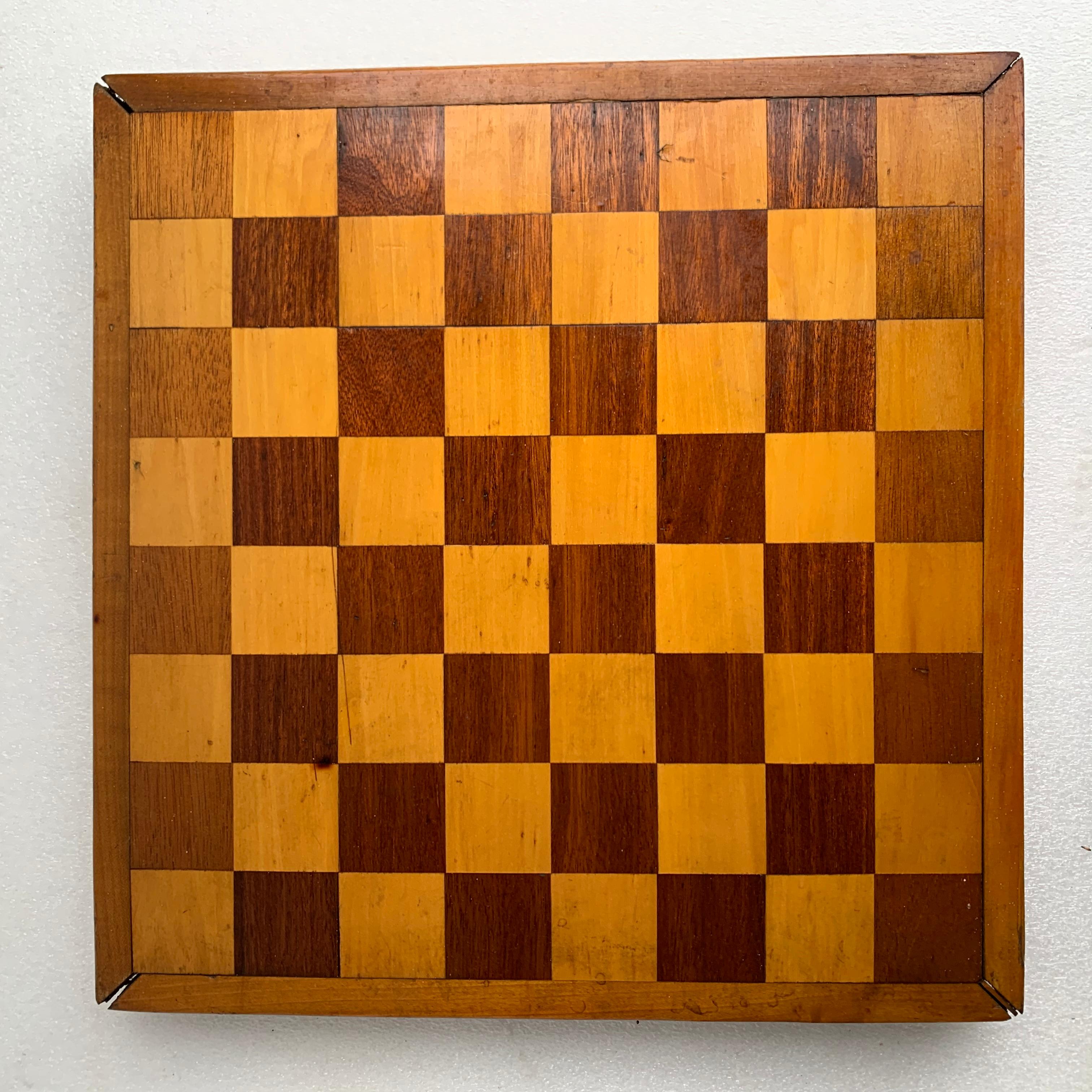 Hand-Crafted Early Vintage Chess Board Table Top