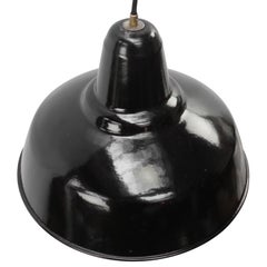 Early Vintage Dutch Industrial Black Enamel Pendant Lights by Philips Holland