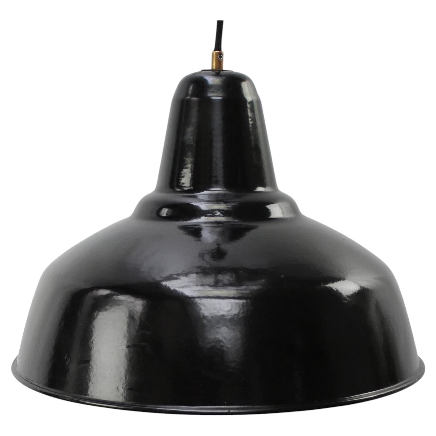 Lampade a sospensione industriali olandesi d'epoca con smalto nero di Philips Holland in vendita