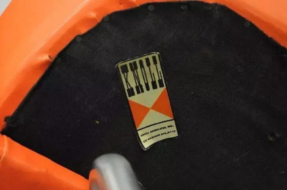 Early Vintage Eero Saarinen for Knoll Orange Vinyl Executive Arm Chairs - a Pair In Good Condition For Sale In Philadelphia, PA