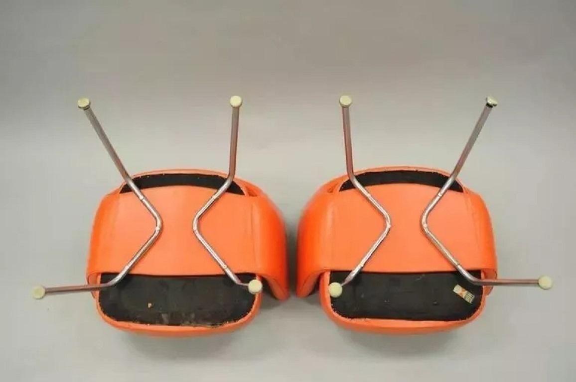 20th Century Early Vintage Eero Saarinen for Knoll Orange Vinyl Executive Arm Chairs - a Pair For Sale