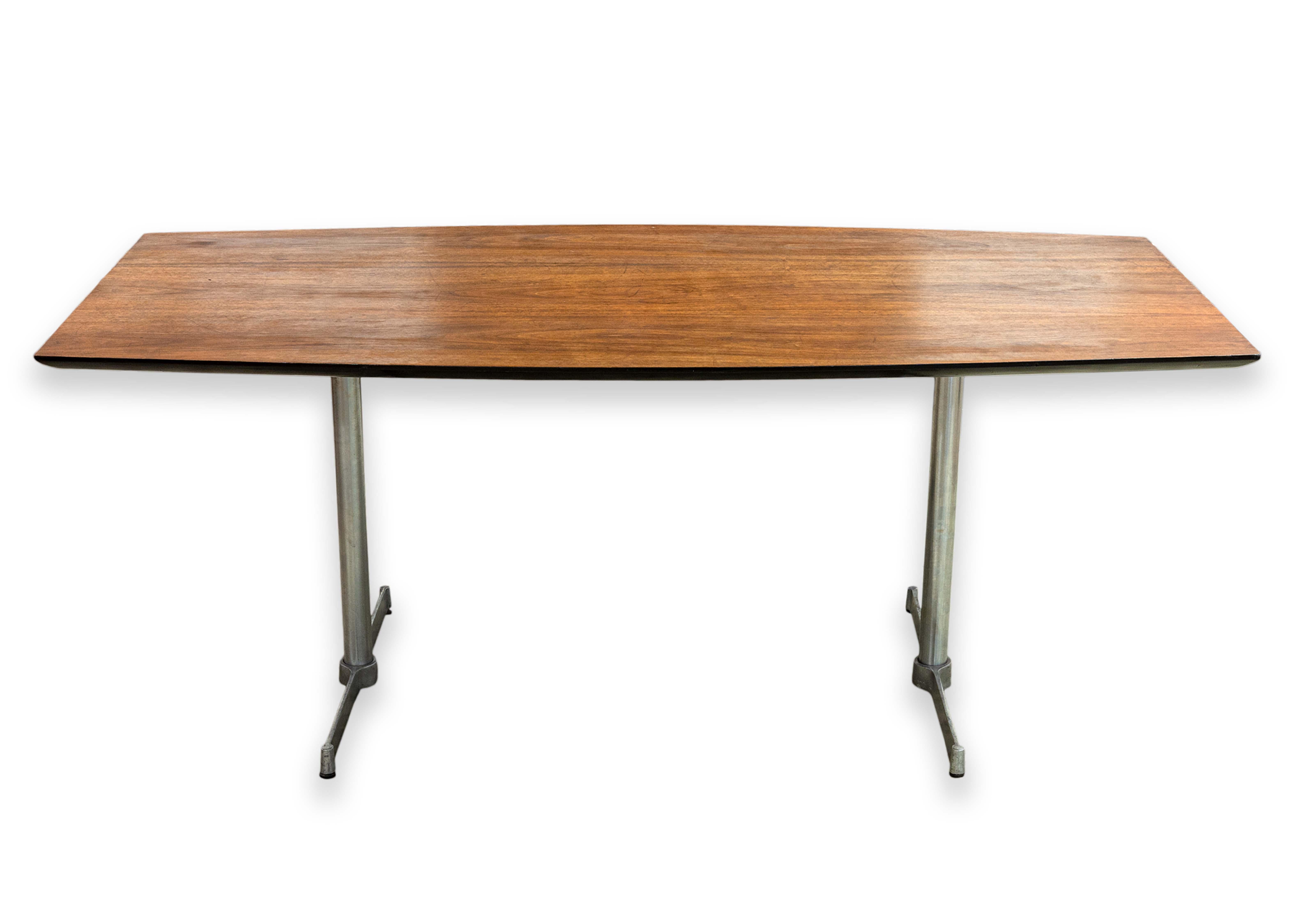 Early Vintage Knoll Walnut Wood Multi Use Conference Table Dining Table Desk For Sale 4