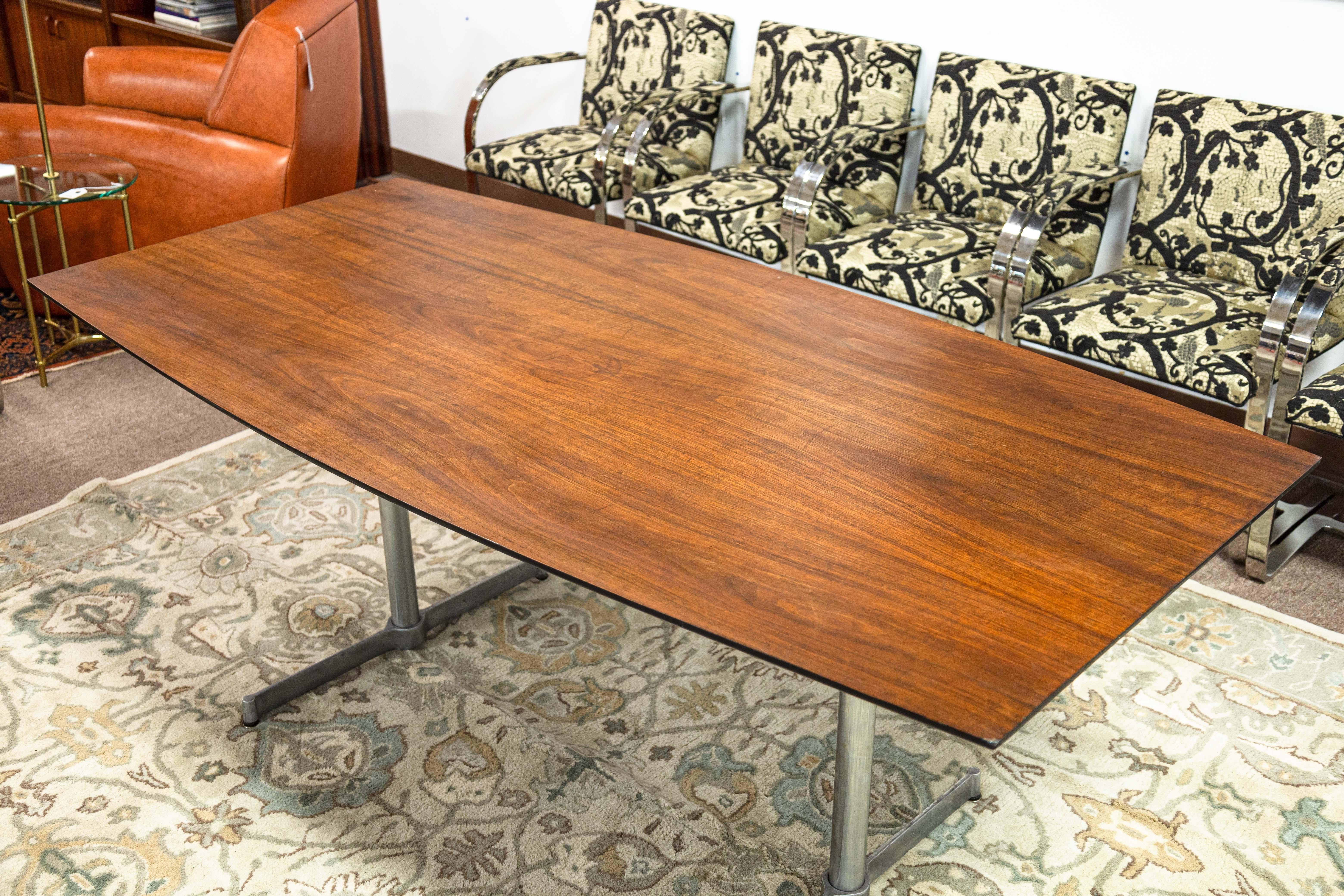 American Early Vintage Knoll Walnut Wood Multi Use Conference Table Dining Table Desk For Sale