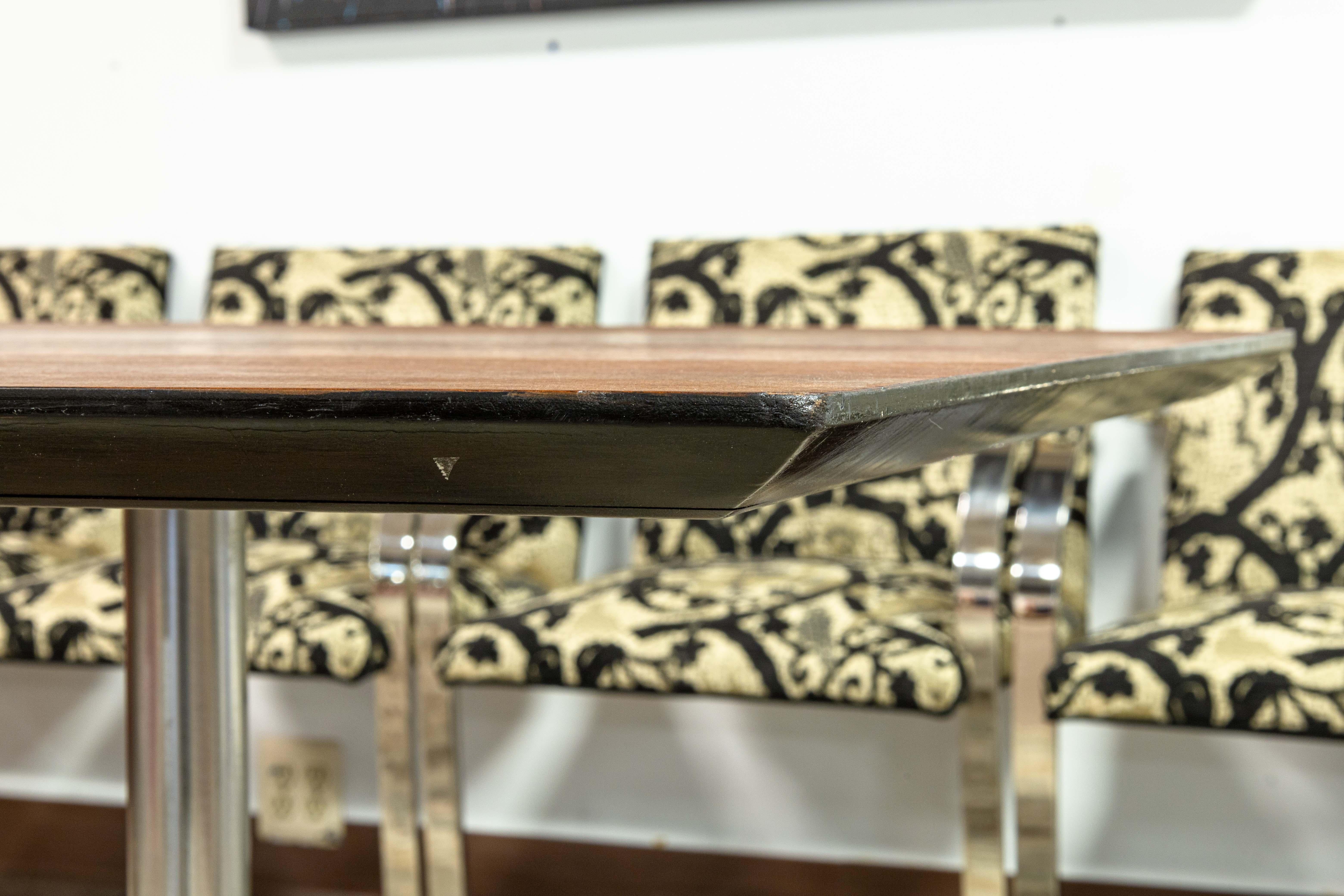 20th Century Early Vintage Knoll Walnut Wood Multi Use Conference Table Dining Table Desk For Sale