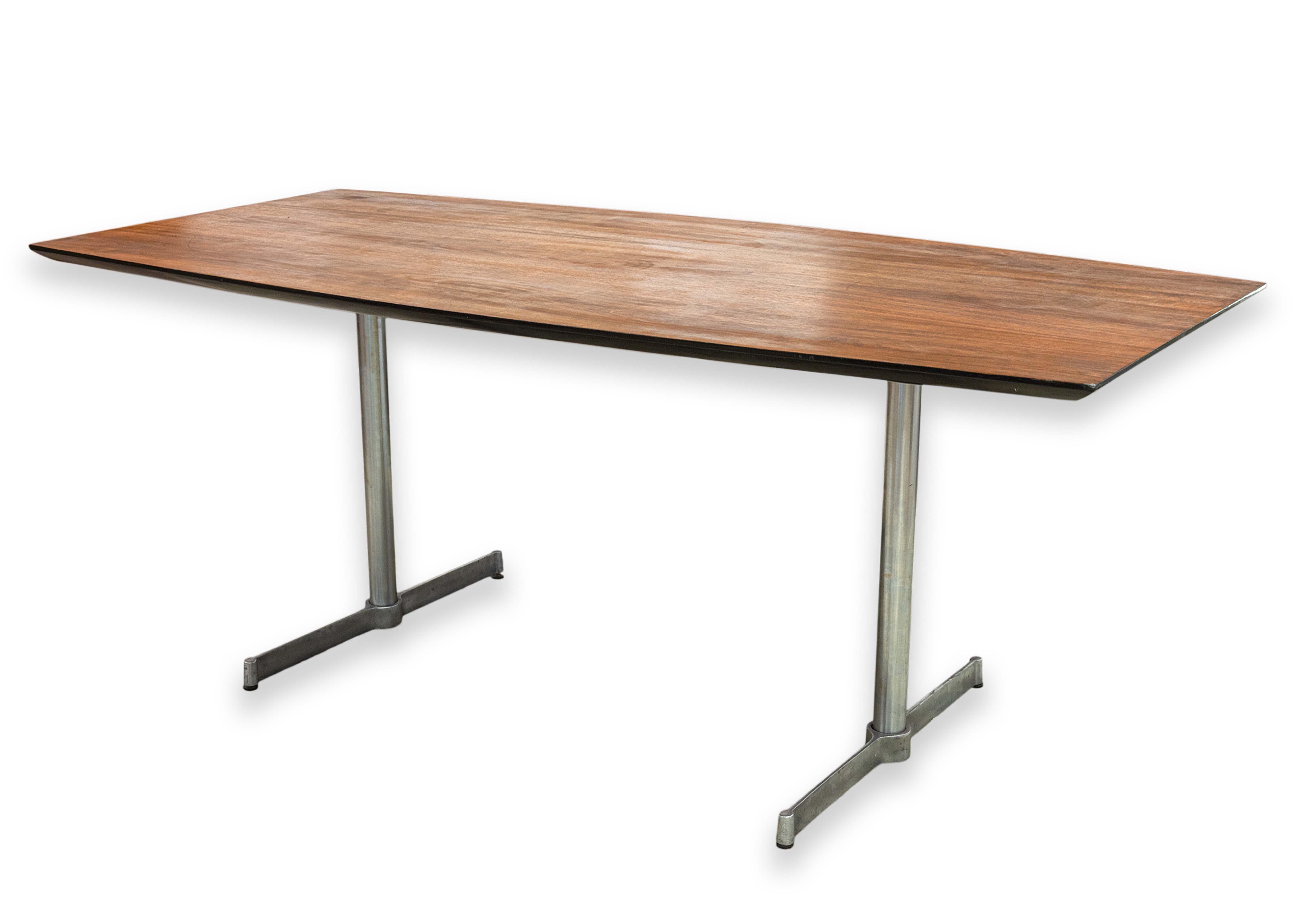 Early Vintage Knoll Walnut Wood Multi Use Conference Table Dining Table Desk For Sale 3