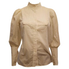 Frühzeitig  Weiße Vintage-Baumwollbluse von Laura Ashley ( hergestellt in Wales)