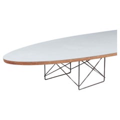 Early vintage original Charles Eames ETR white laminate surfboard coffee table