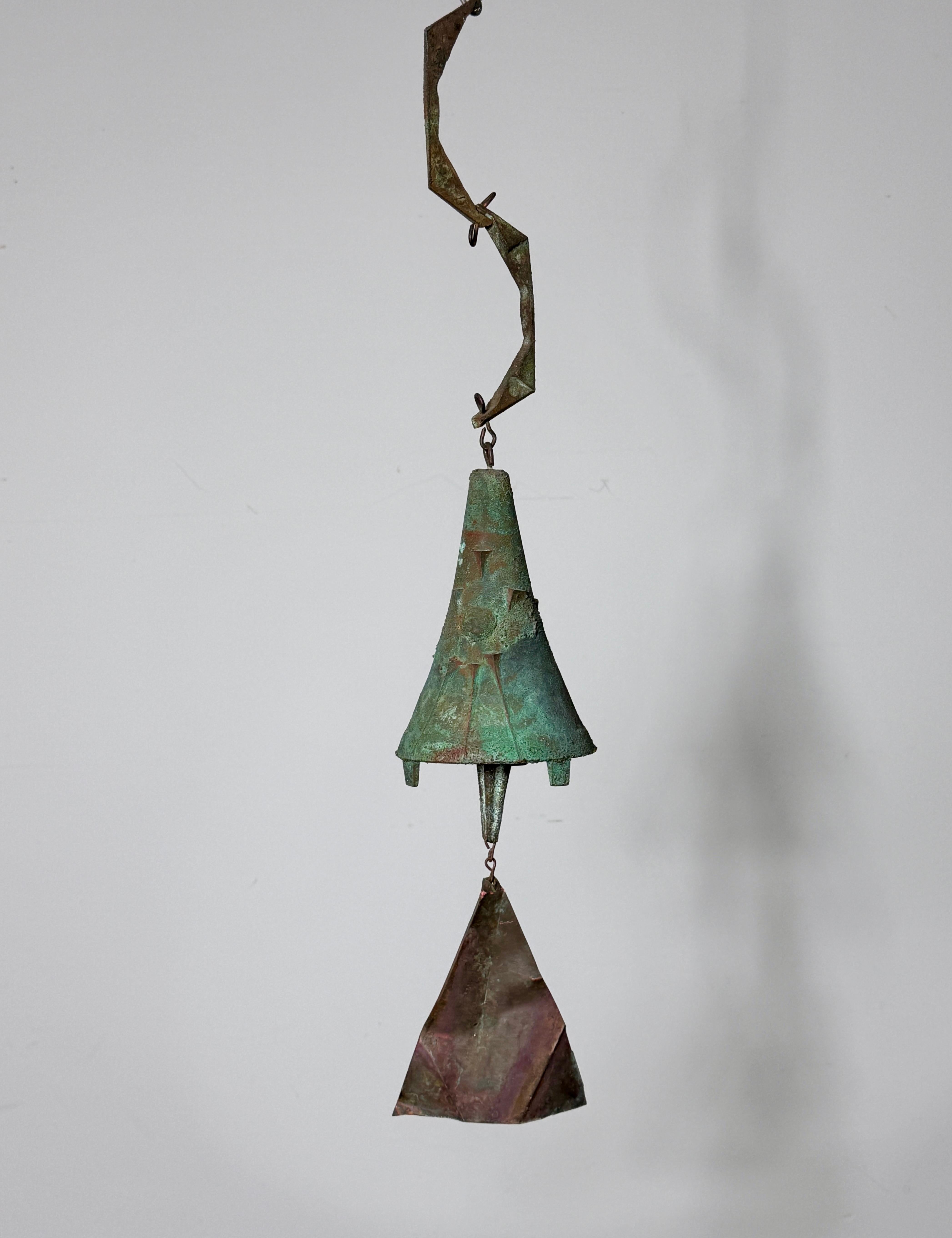 Mid-Century Modern Paolo Soleri Brutalist Cast Bronze Bell Wind Chime Arcosanti 1970 en vente