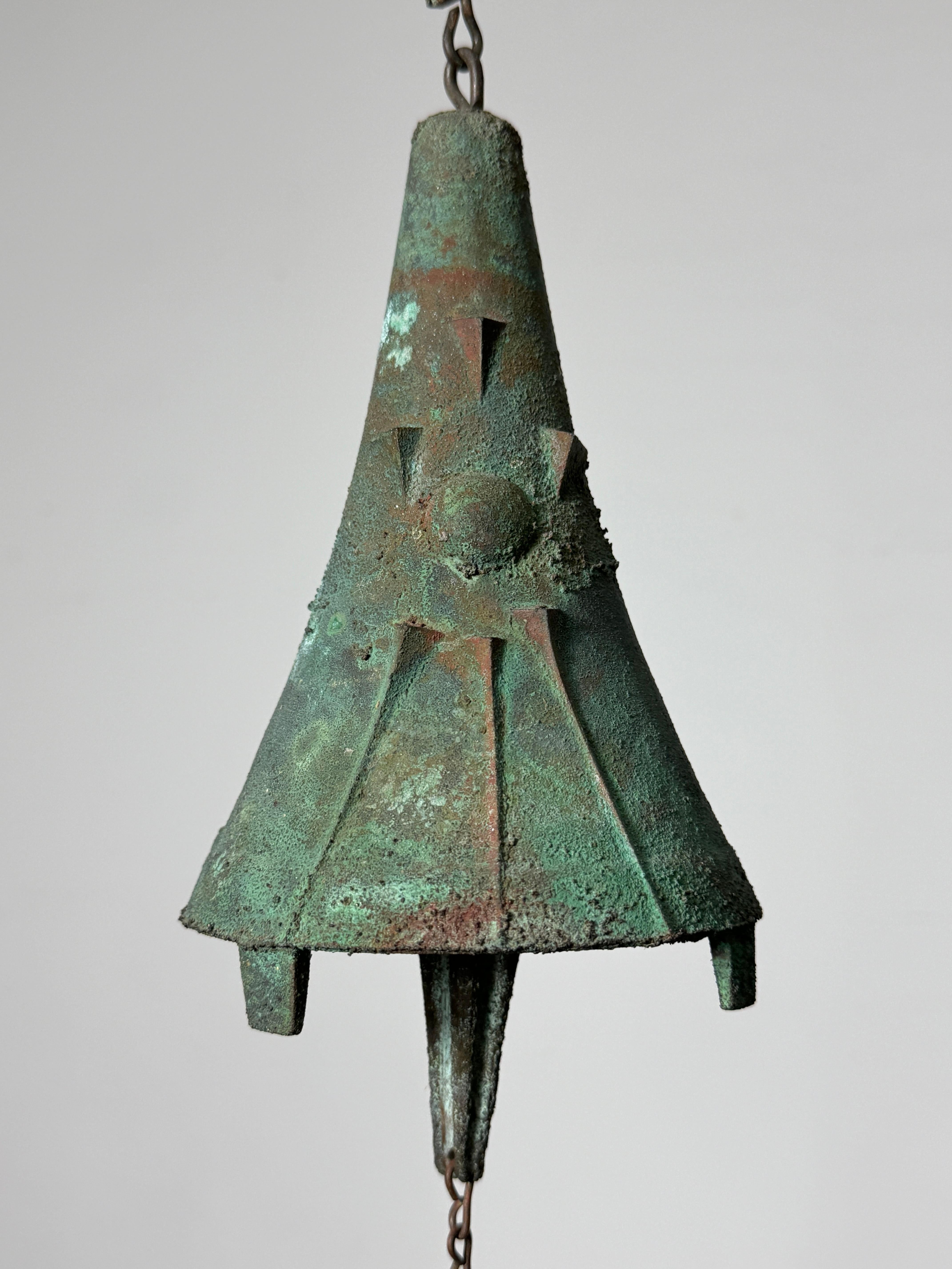 Fin du 20e siècle Paolo Soleri Brutalist Cast Bronze Bell Wind Chime Arcosanti 1970 en vente