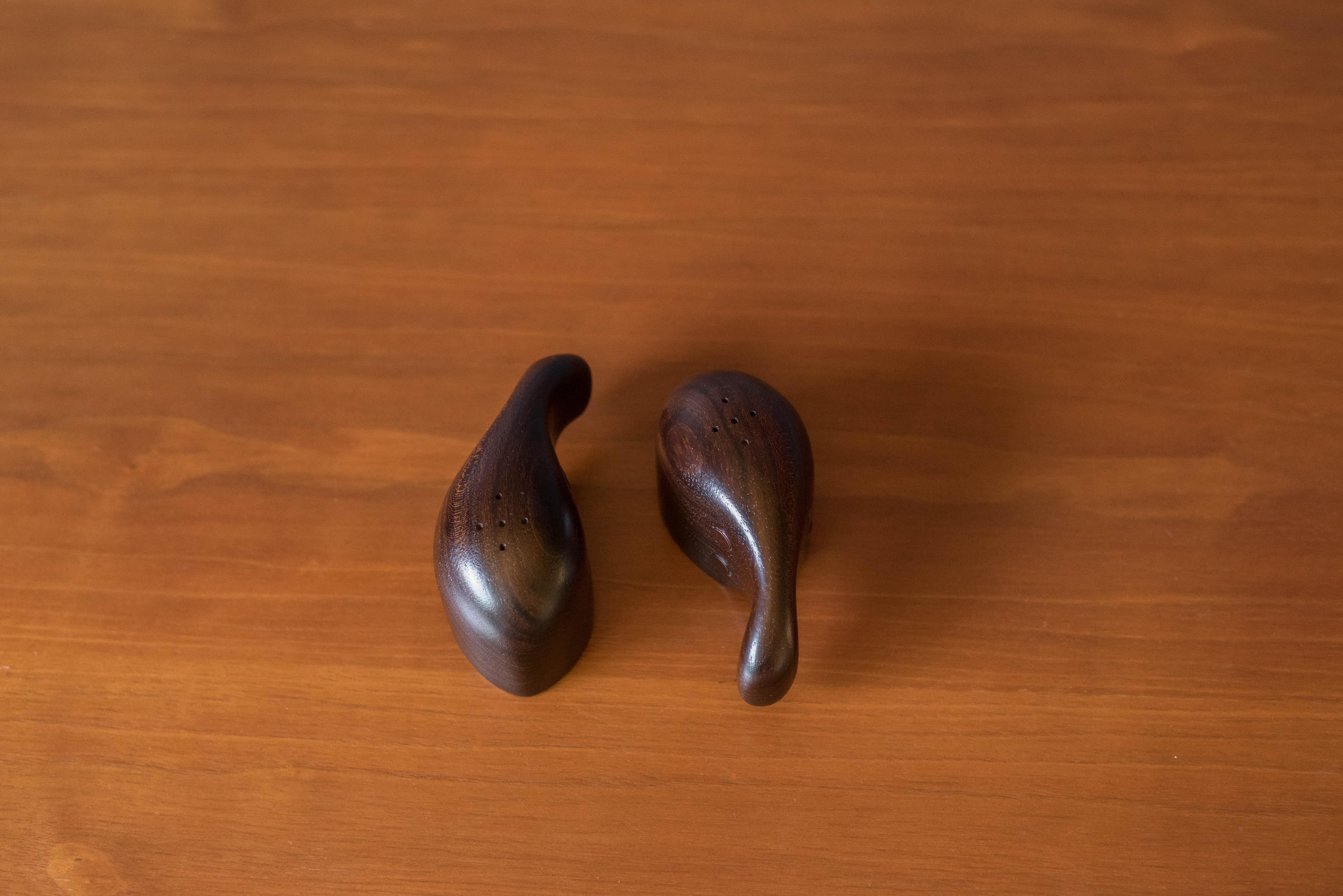 Mid-Century Modern Early Vintage Rosewood Salt and Pepper Shaker Set by Don Shoemaker For Sale