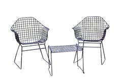 Early Vintage Table and Chairs in the Style of Harry Bertoia for Knoll, Set of 3
