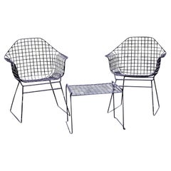 Early Vintage Table and Chairs in the Style of Harry Bertoia for Knoll, Set of 3