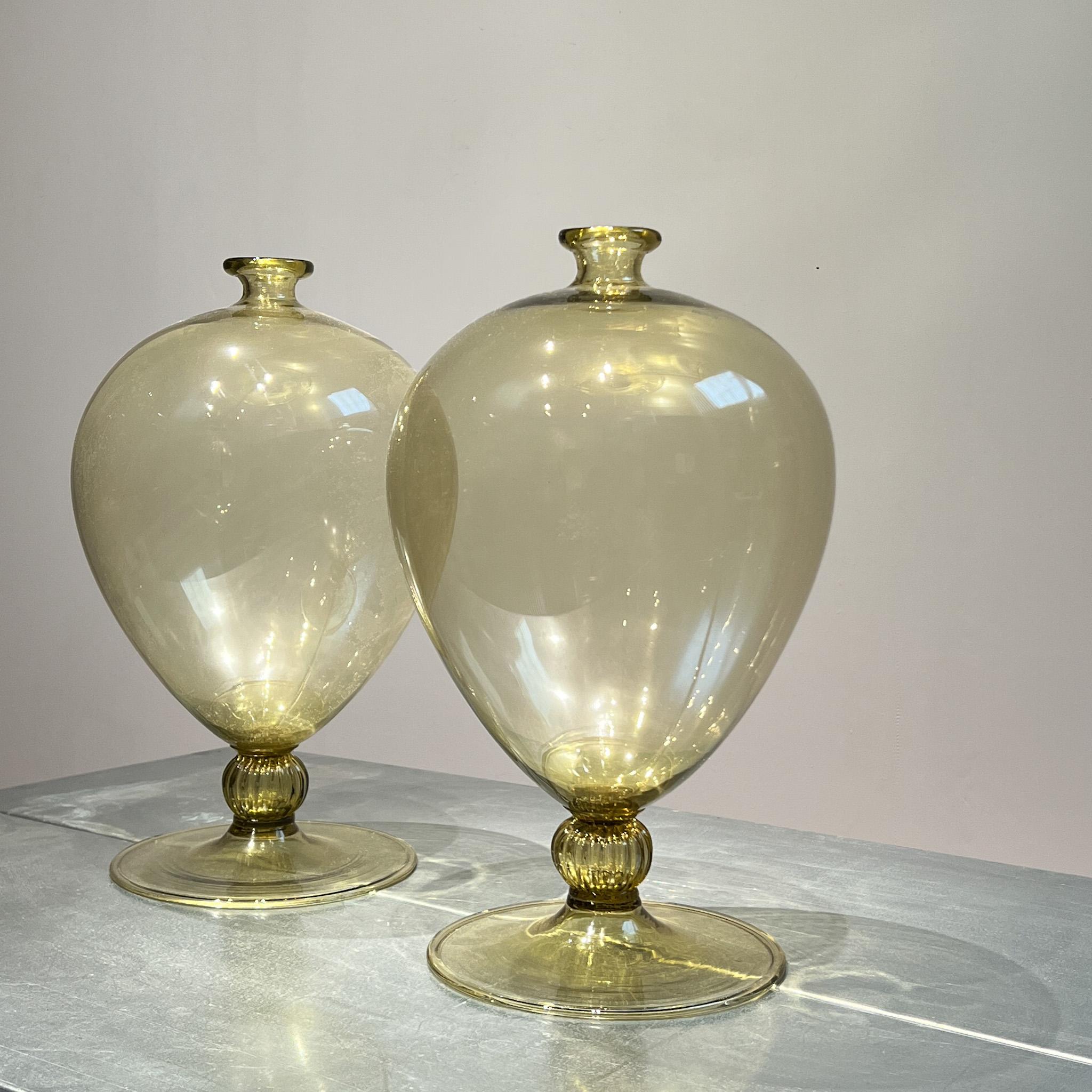 Frühe Vintage-Vase aus Veronese-Glas in Grün von Vittorio Zecchin / Mitte des Jahrhunderts (Muranoglas) im Angebot