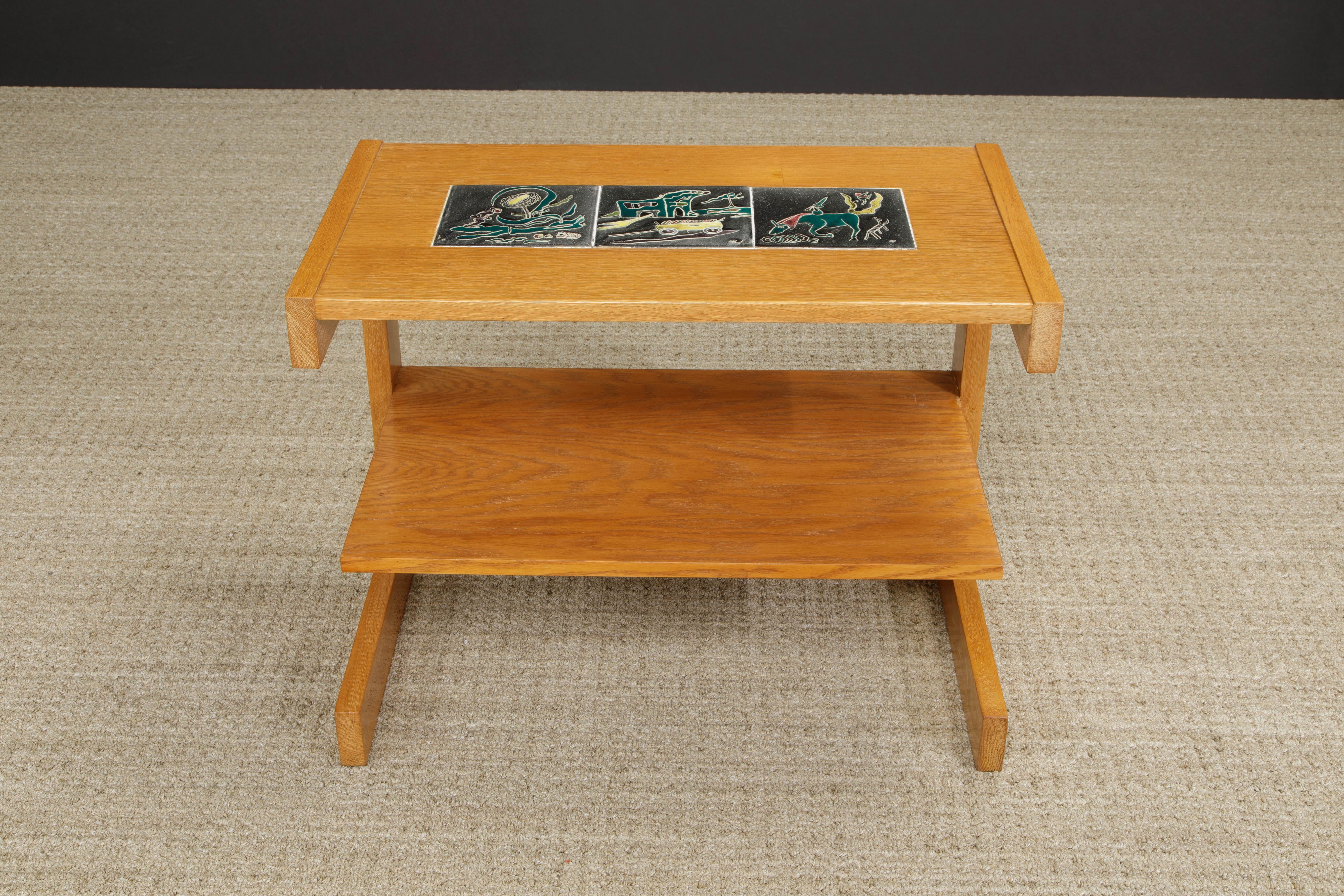 Mid-Century Modern Early Vladimir Kagan Side Table w J. Warner Prins Ceramic Tiles, c 1949, Signed For Sale