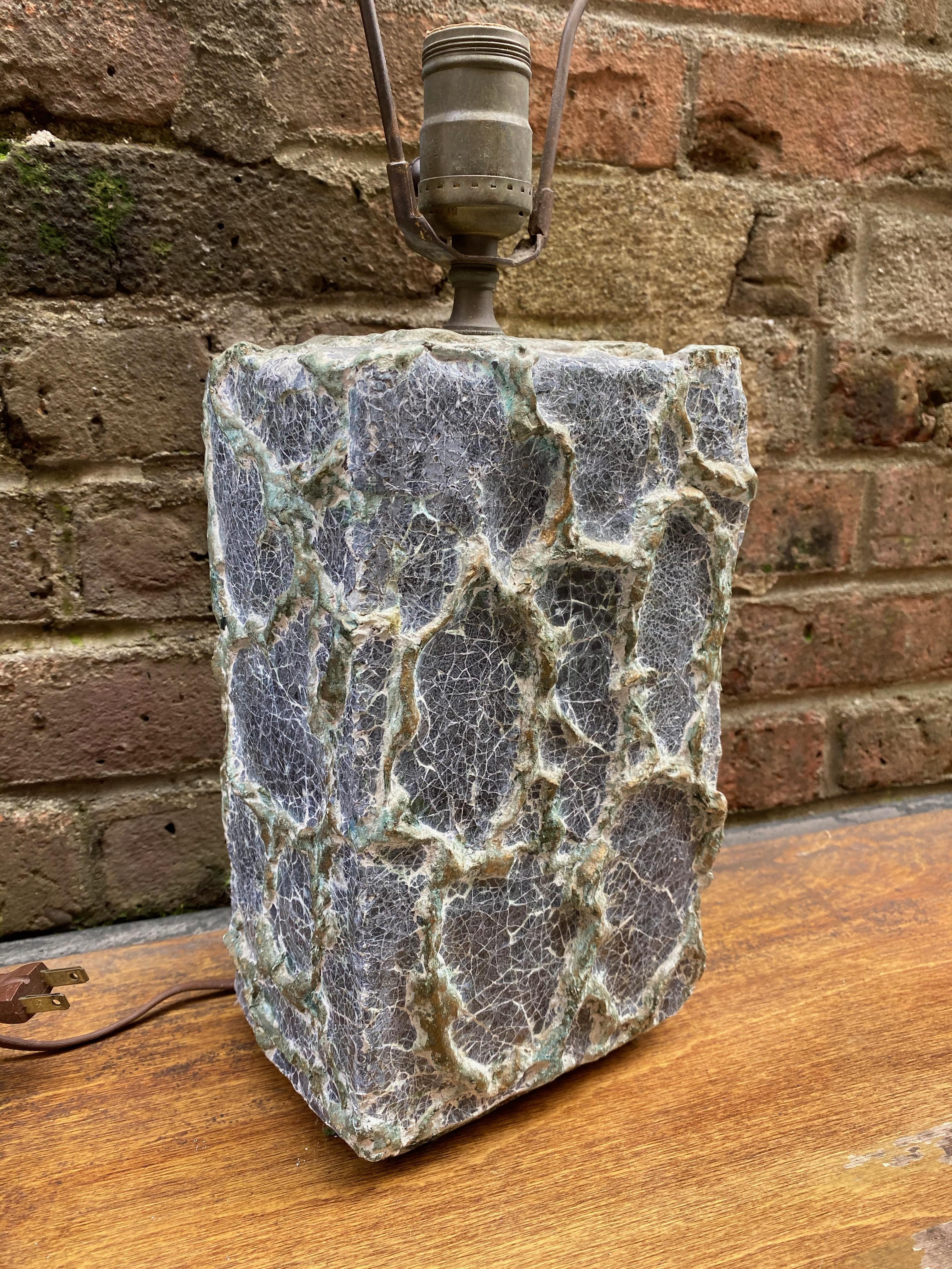 French Early Volcanic Brutalist Plaster Lamp For Sale