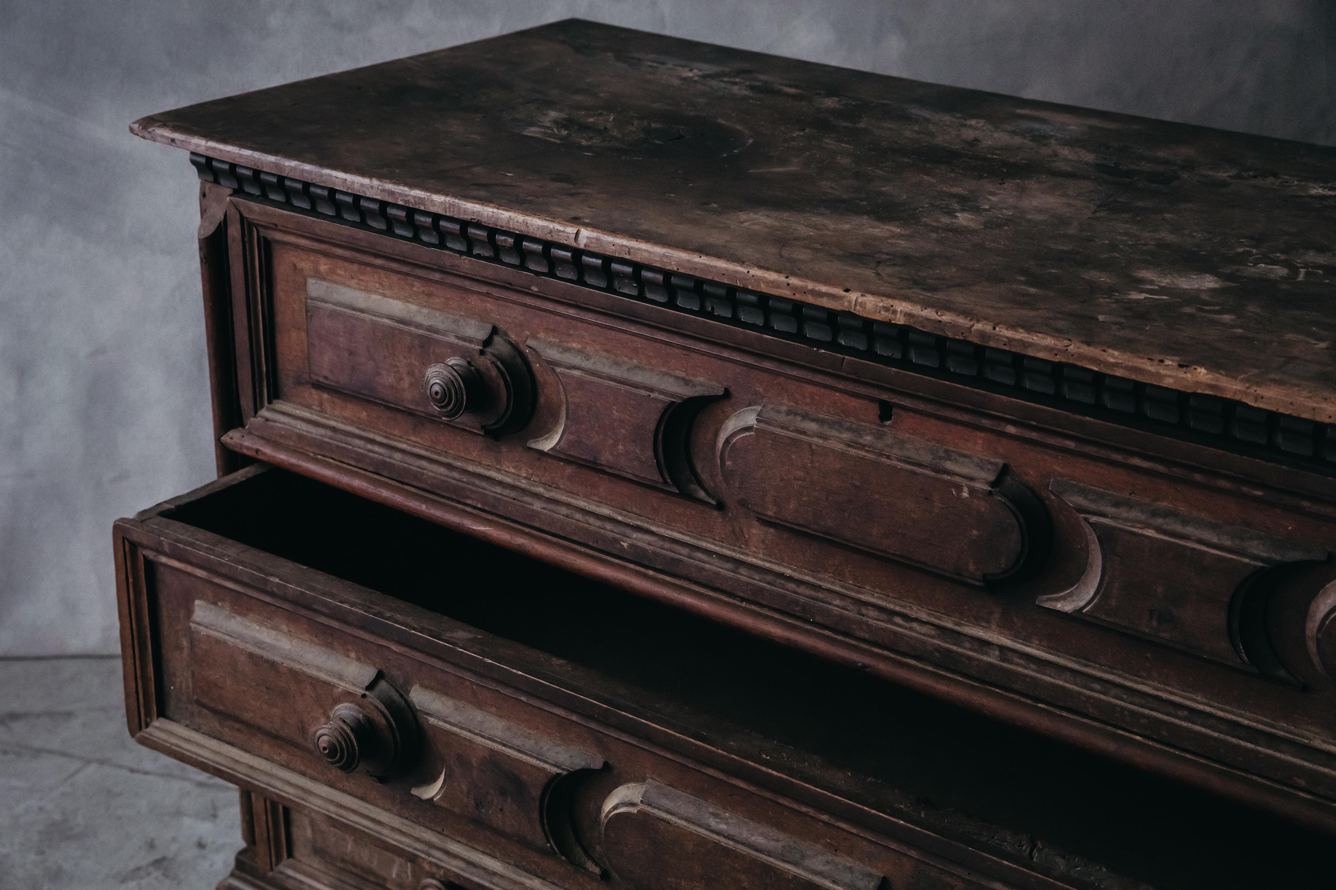 European Early Walnut Chest of Drawers from Italy, circa 1800