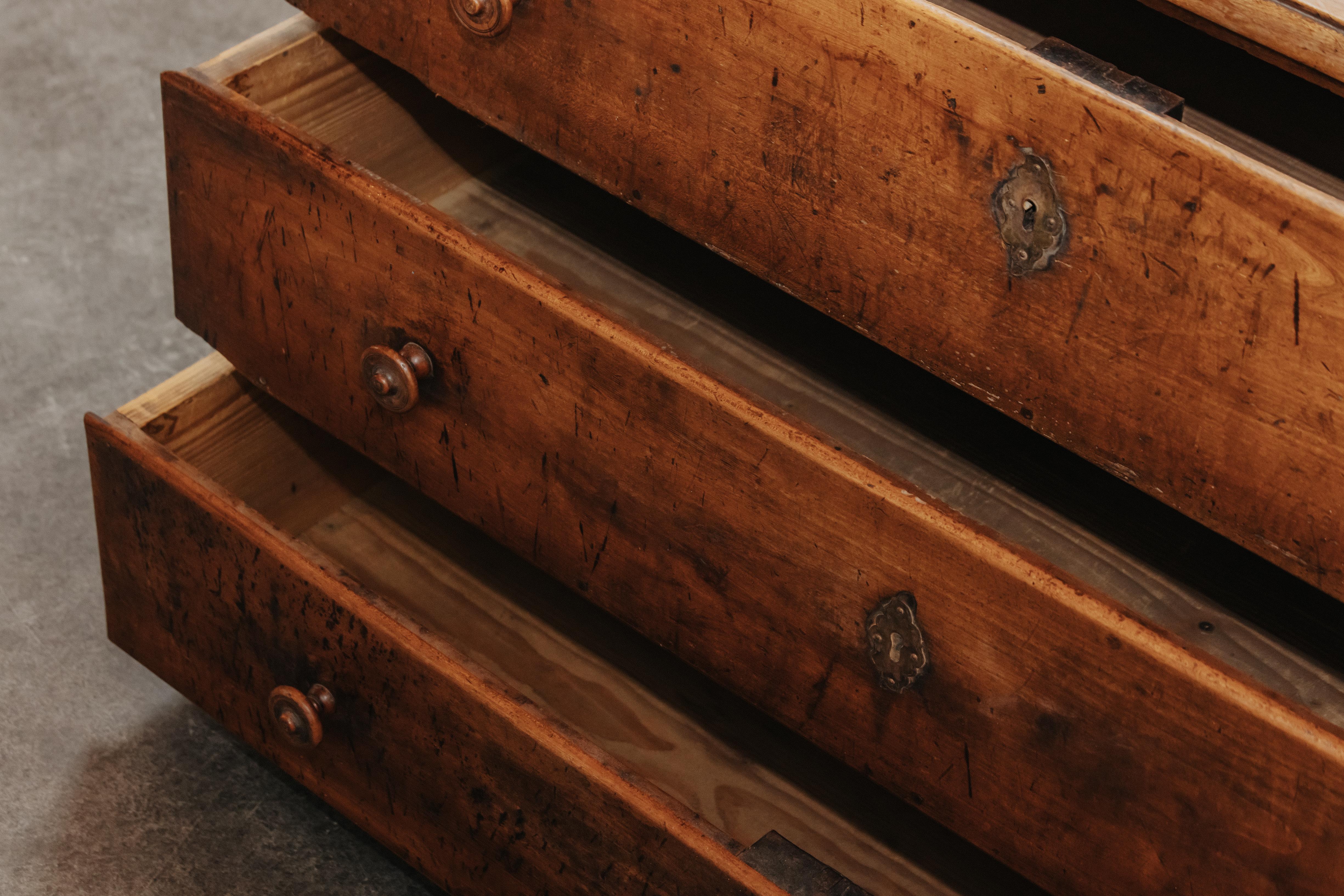 European Early Walnut Chest Of Drawers From Italy, Circa 1820