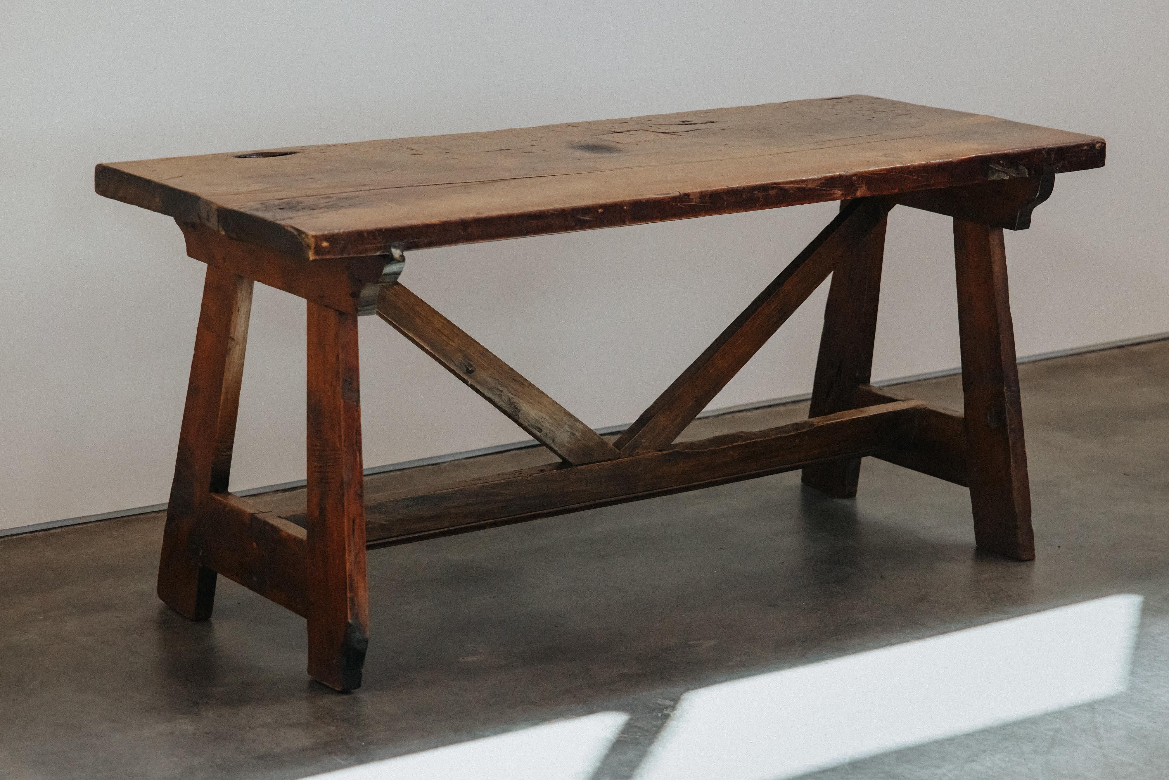 European Early Walnut Console Table From Italy, Circa 1850 For Sale