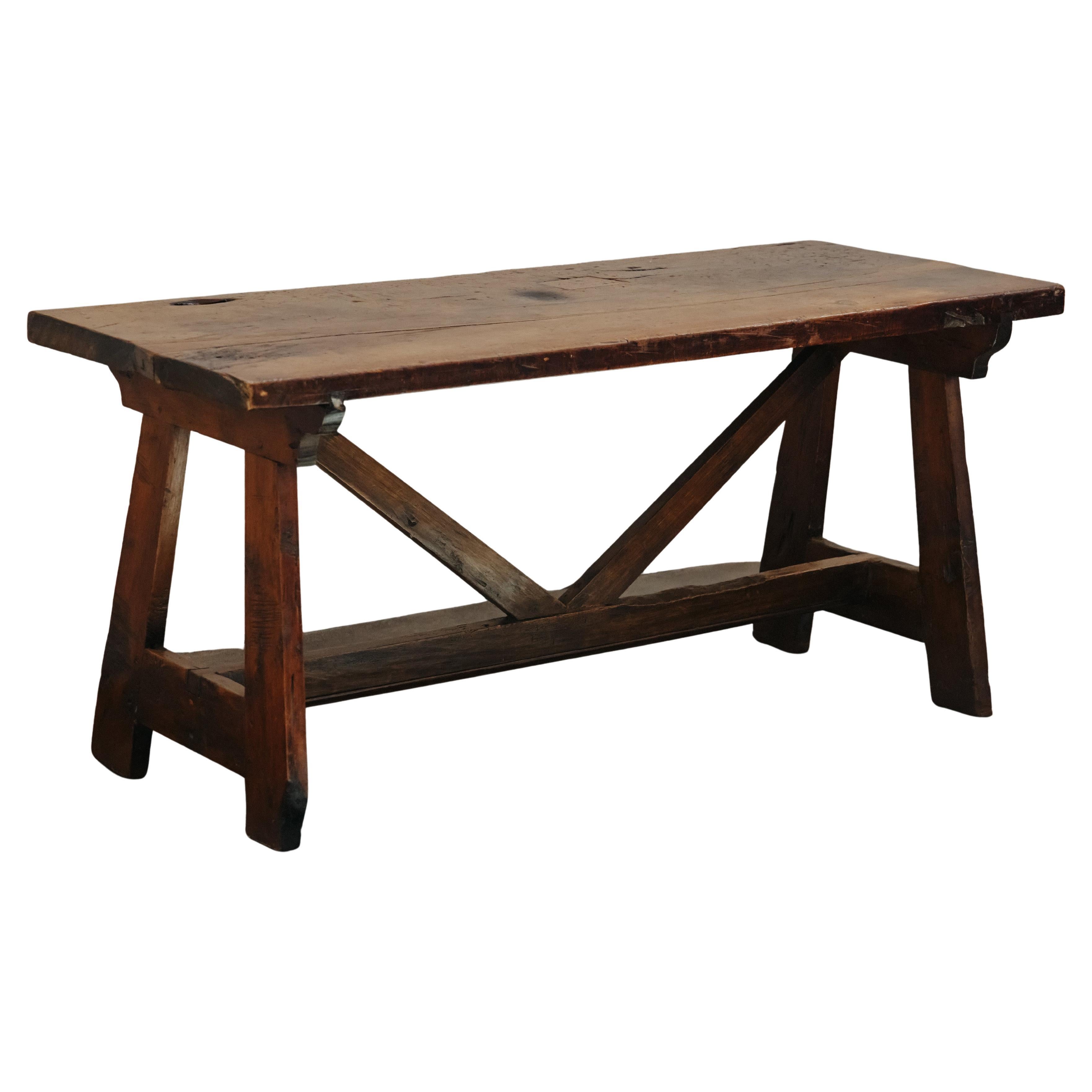Early Walnut Console Table From Italy, Circa 1850