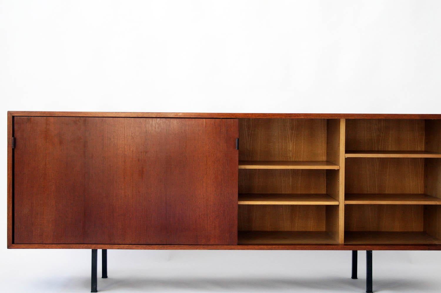 Steel Early Walnut Credenza by Florence Knoll for Knoll