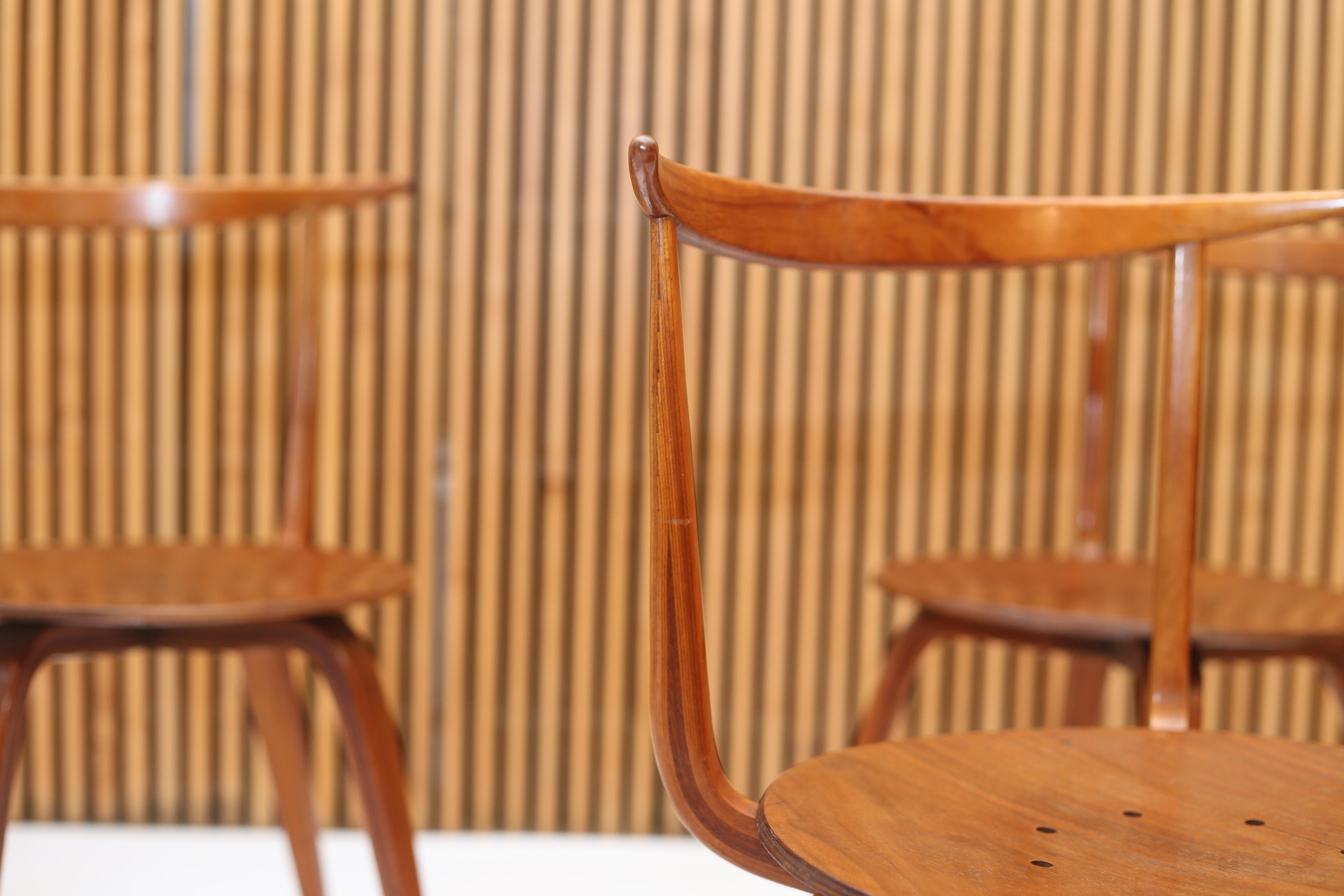 Mid-Century Modern Early Walnut Pretzel Side Chairs by George Nelson for Herman Miller