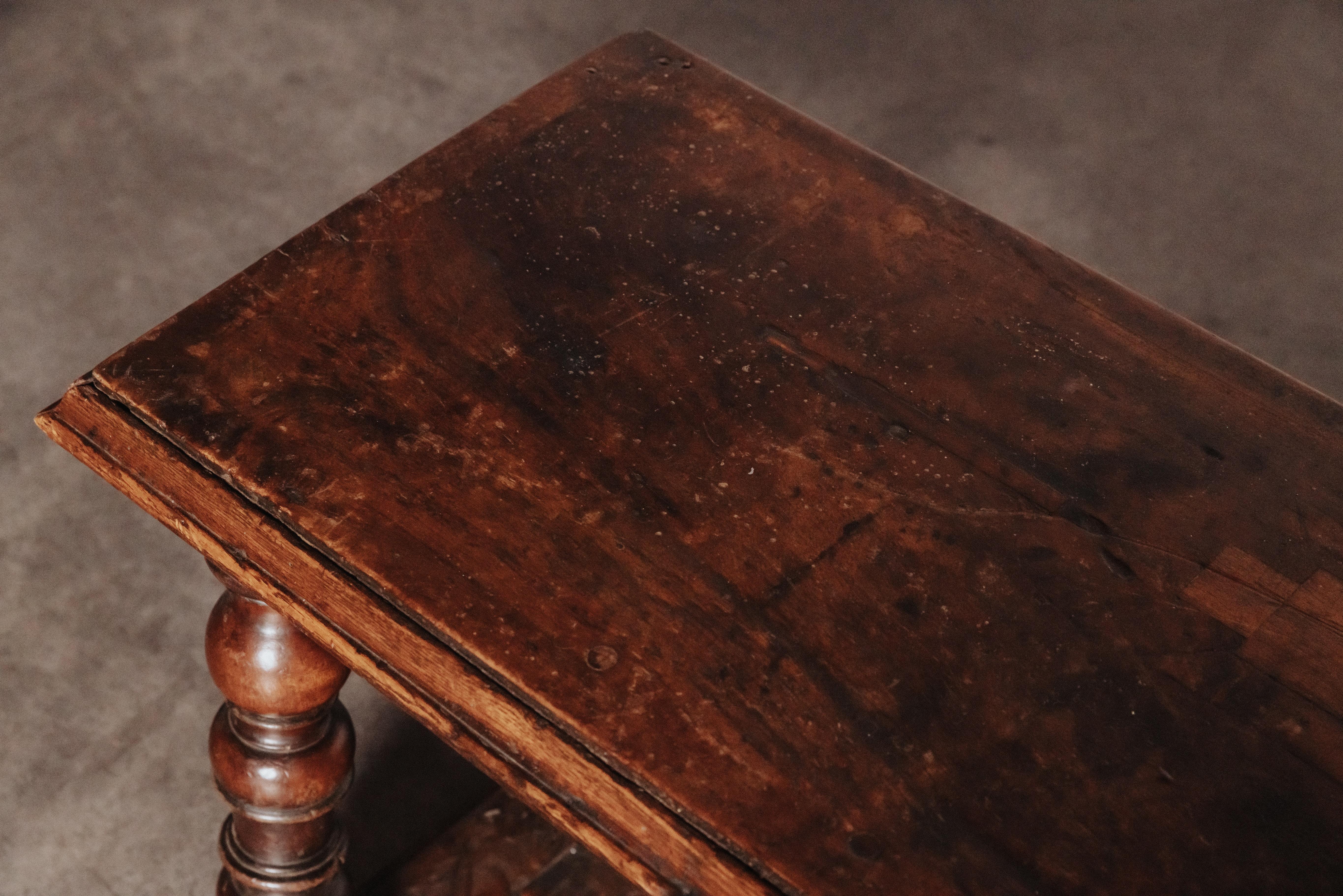 Early Walnut Side Table From Italy, Circa 1800.  Solid walnut construction with nice original patina and wear.