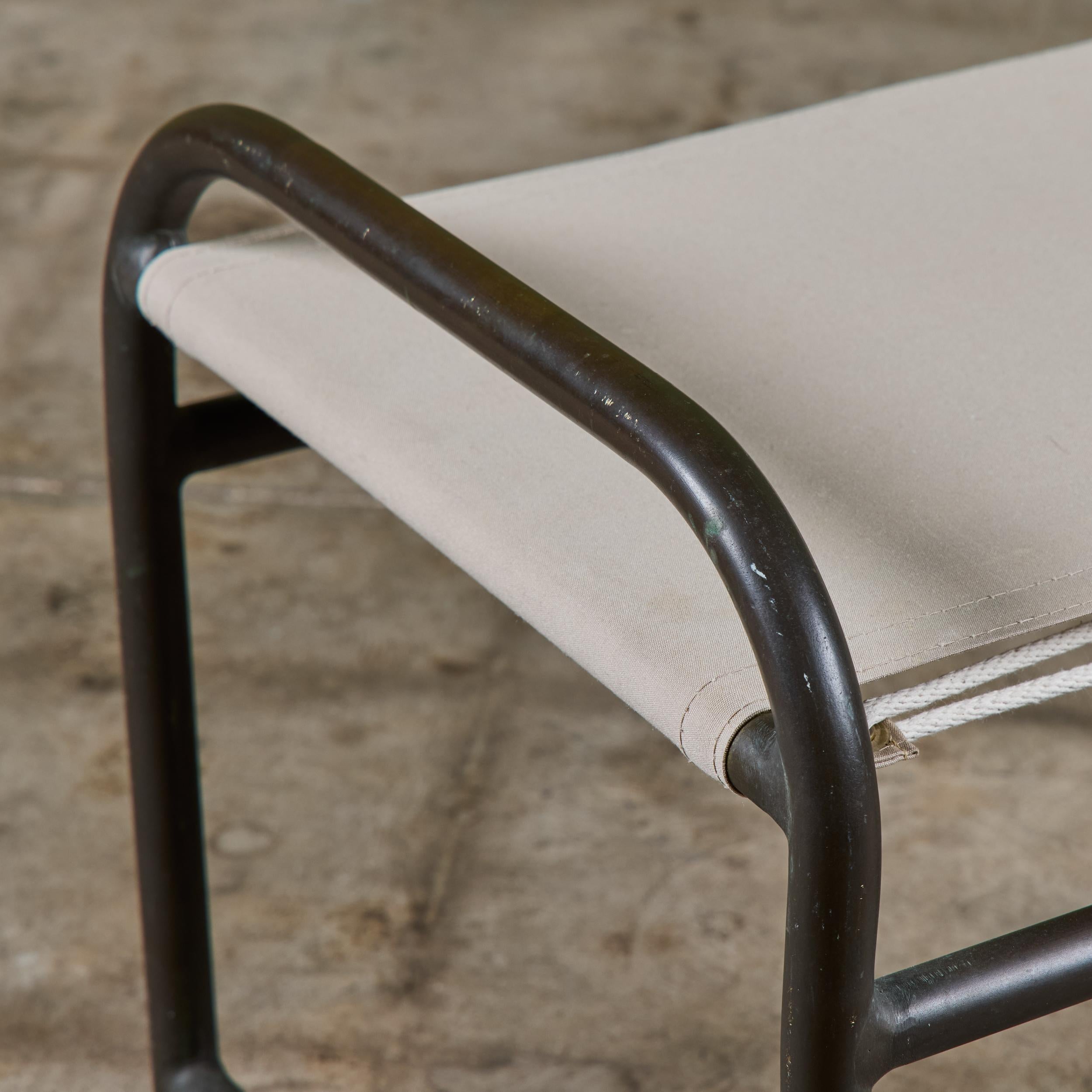 Early Walter Lamb Bronze & Canvas Ottoman For Sale 7