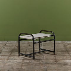 Early Walter Lamb Bronze & Canvas Ottoman