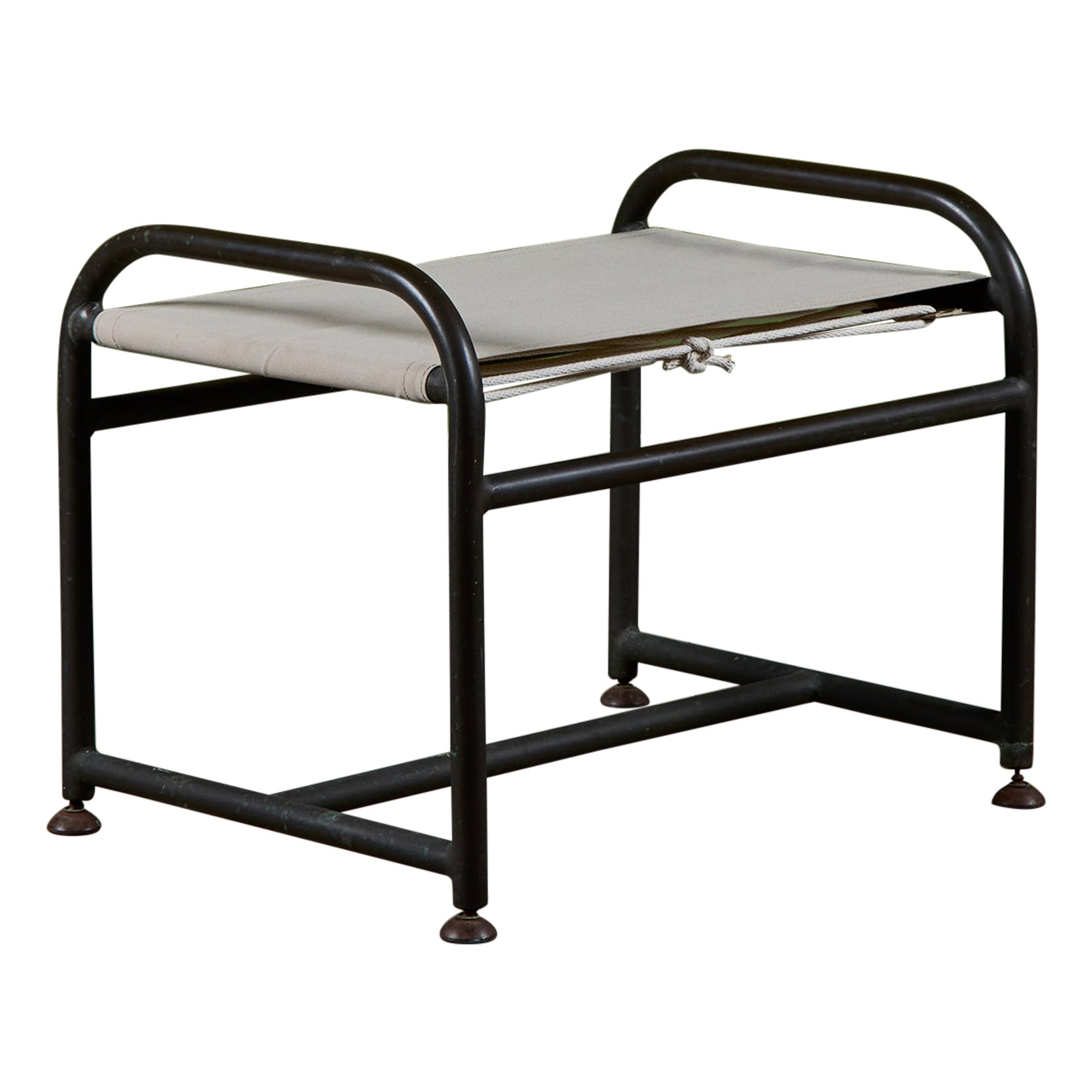 Early Walter Lamb Bronze & Canvas Ottoman For Sale