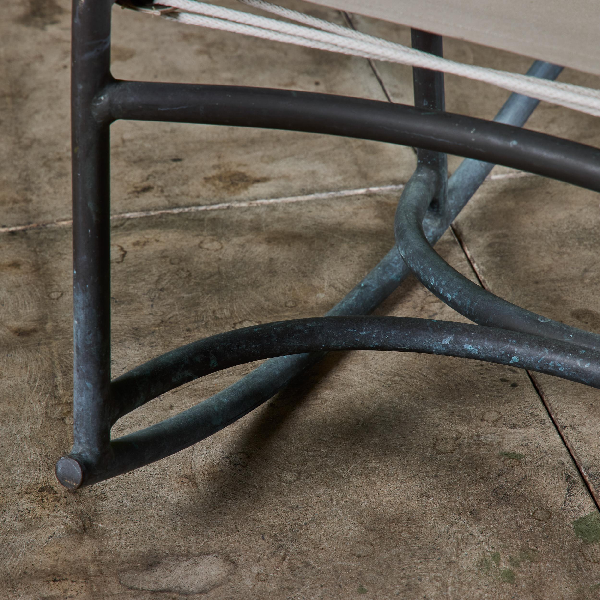 Early Walter Lamb Bronze & Canvas Rocking Chair For Sale 8