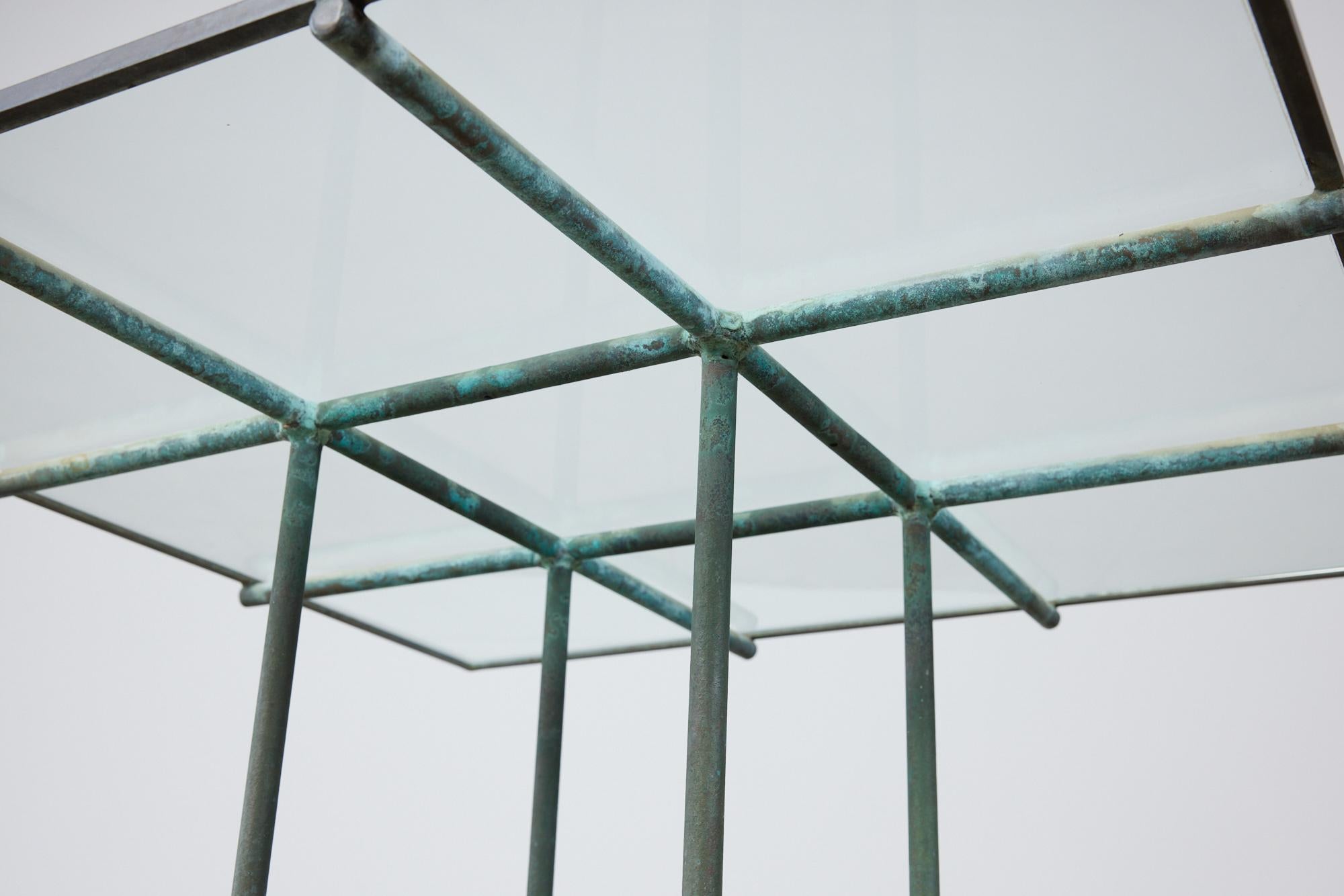 Früher Walter Lamb Bronze-Terrassen-Esstisch mit Glasplatte 6